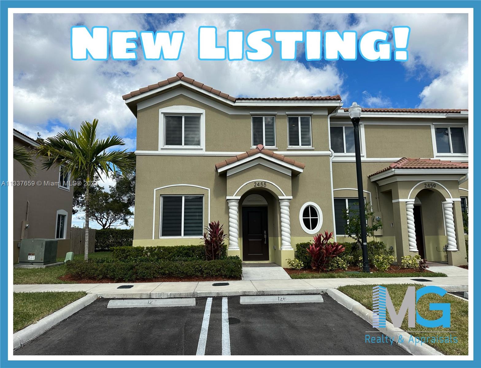 Beautiful new construction townhome near Turnpike, restaurants and more. This property is the corner unit with two parking spaces by the front door, featuring 4 bedrooms/3 bathrooms with a large covered patio. One bedroom and full bath on the first floor. Ring security system included, new zebra shades on all windows. The community pool is right in front of the house. This home is located in a gated community, with two community pools, clubhouse, playground, dog park, and fitness area. With a full asking offer, seller will contribute 3% of the purchase price towards buyers closing costs. We accept section 8 housing vouchers.