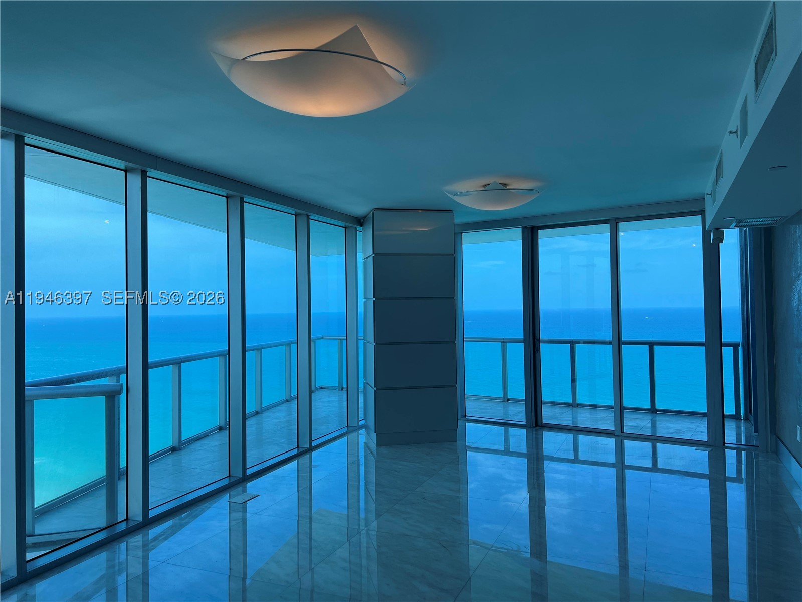 Remodeled corner unit, full of upgraded finishes. Two wraparound balconies, marble floors throughout, High-end finishes, spectacular ocean and intracoastal views, 4 bedrooms, 4 1/2 bath, offers open floor plan from Ocea and City views, enjoy Sunrise from living room and master bedroom and Sunset form second and third bedroom and kitchen. Living room and master bedroom overseeing the ocean, fully equipped kitchen, Miele appliances and Sub-Zero refrigerator, lots of walking closets, wood walls, automated lights, blinds and A/C, 2 assigned covered parking spaces and Valet Parking. Top class amenities, 2 pools, Spa, fitness room, children's play area, Beach and pool service and gar, 24 hours Valet and doorman. One-of-a-kind building in Sunny Isles, design by Arq Carlos Ott, Unfurnished unit. Easy to show, Tenant occupied till February 28 th 2026