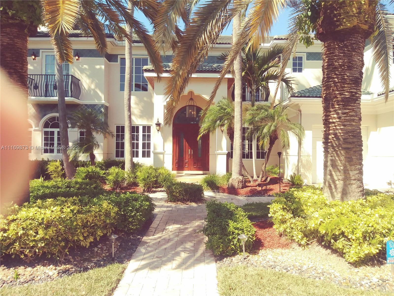 Elegant and gorgeous waterfront 2 story, 6 bed, 7,5 bath Estate with many features for a luxury lifestyle. State of the art kitchen with vented exhaust hood and marble/quartz countertops. Sub-Zero Refrigerator, WOLF and BOSH other appliances. 2 bedrooms on the first floor and 4 on the second. Master bedroom has an additional room which can be used as an office or a playroom. Big master bath with a marble floor, nice jacuzzi, separate his and her vanities and walk- in closets.  4 of the bedrooms have open balconies with 3 of them overlooking the pool and deck facing North. 90' feet dockage with deep water and no fixed bridges to ocean access. 3 car garage. Close to the beaches, cafes, restaurants, shopping and more.