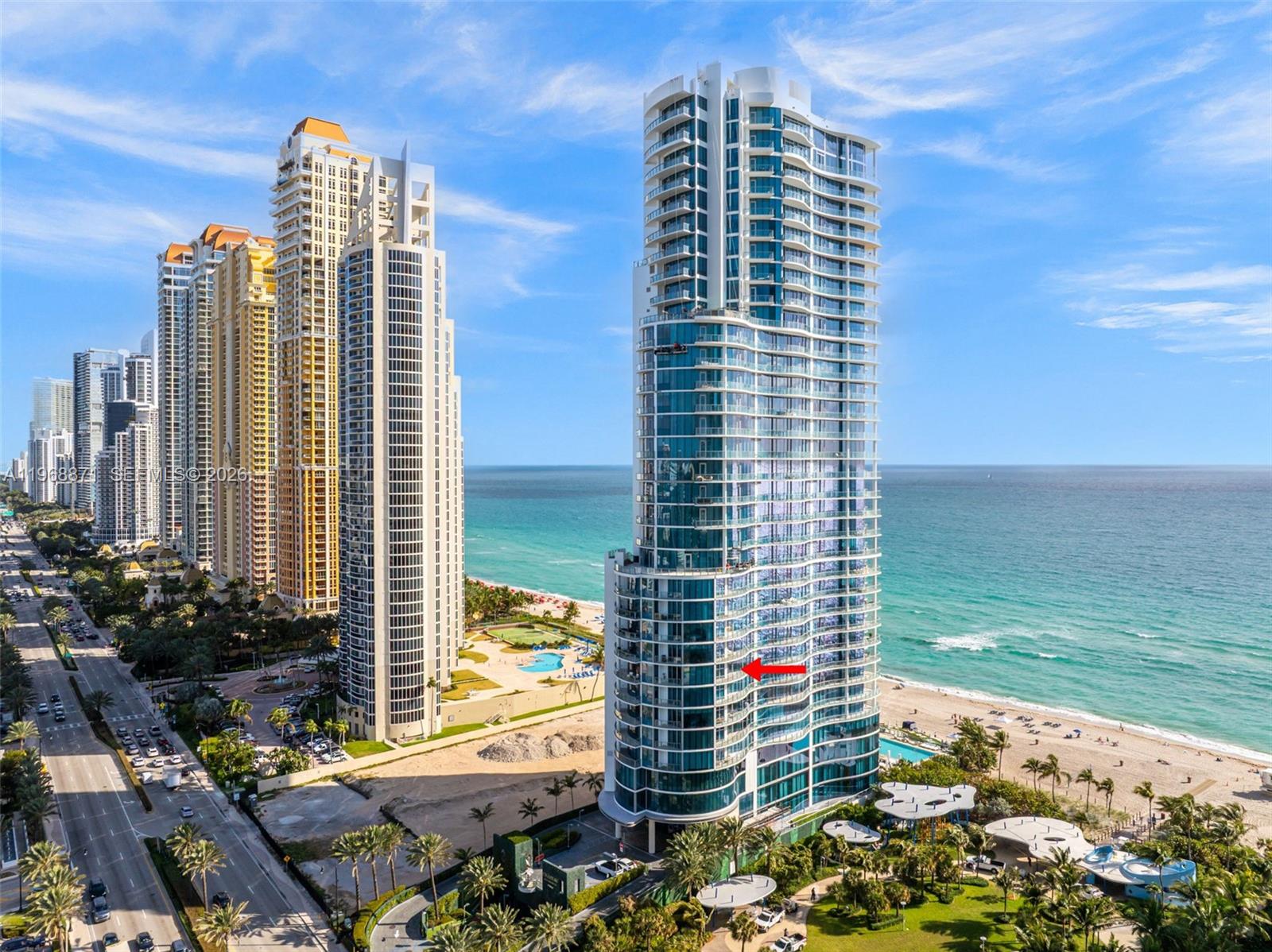 Experience boutique oceanfront living at Château Beach Residences. This elegant 2-bedroom, 2-bath residence offers 1,599 SF of refined interiors, a private elevator entry, and an expansive terrace designed to capture breathtaking coastal views.
Ideally positioned on the desirable south side of the building overlooking the park, the residence enjoys forever views of the Atlantic Ocean, offering both privacy and a serene, unobstructed coastal panorama.
The thoughtfully designed layout features floor-to-ceiling impact glass, a spacious open living and dining area, European-style cabinetry, premium appliances, and spa-inspired bathrooms. Every detail reflects a sophisticated blend of modern design and coastal elegance.
Residents of Château Beach enjoy world-class amenities, including beachfront service, an oceanfront pool and spa, a state-of-the-art fitness center, wine lounge, cigar room, theater, children’s playroom, concierge services, and 24-hour security.
A rare opportunity to own in one of Sunny Isles Beach’s most exclusive oceanfront boutique buildings.