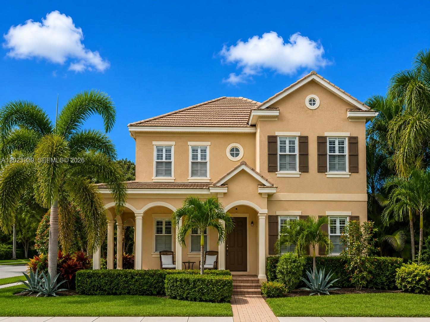 Nestled on a spacious corner lot in the sought-after Canterbury Place at Abacoa, this immaculate Ennis Model is an upgraded masterpiece that effortlessly combines comfort, style, and functionality. Professionally decorated and meticulously maintained, this 4-bedroom, 3-bathroom home (with an additional den) is a rare gem that truly shows like a model.
Step inside to be greeted by wide plank engineered hardwood floors, plantation shutters, elegant crown molding, and stylish lighting and ceiling fans throughout. The heart of the home—a large, open-concept kitchen—boasts granite countertops, a generous island perfect for gatherings, upgraded stainless steel appliances, and a seamless flow into the family room. Hurricane-rated impact windows provide peace of mind.
Outside, the wrap-around porch invites you to enjoy your morning coffee with serene views of the nearby preserve. The lushly landscaped yard, complete with pavers, creates a tranquil outdoor oasis ideal for relaxation or entertaining.
Located in a community zoned for top-rated schools—Lighthouse Elementary, Jupiter Middle, and Jupiter Community High—you’re also just a short stroll to Publix, local restaurants, and a quick bike ride to downtown Abacoa. Plus, the HOA includes a heated pool, clubhouse with a grand room, fitness center, aerobics studio, cable and high-speed internet.
This home is the perfect blend of luxury and lifestyle—don’t miss your chance to see it for yourself!