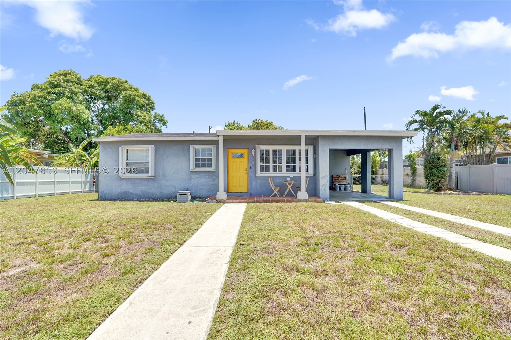 Solid single-family home in Miramar's established Welwyn neighborhood, offering 1,406 square feet of living space with 2 bedrooms and 1 bathroom. Featuring easy-care laminate and tile flooring throughout, central cooling, and a functional layout with great potential. The kitchen comes equipped with a range/oven, refrigerator, dishwasher, and washer. Situated on an oversized 8,813 square foot lot with a carport and plenty of yard space — room to expand, add a pool, or make it your own. Centrally located near shopping, dining, and major roadways with quick access to I-95 and the Palmetto. A great opportunity to own in a convenient South Broward location. Schedule your showing today!