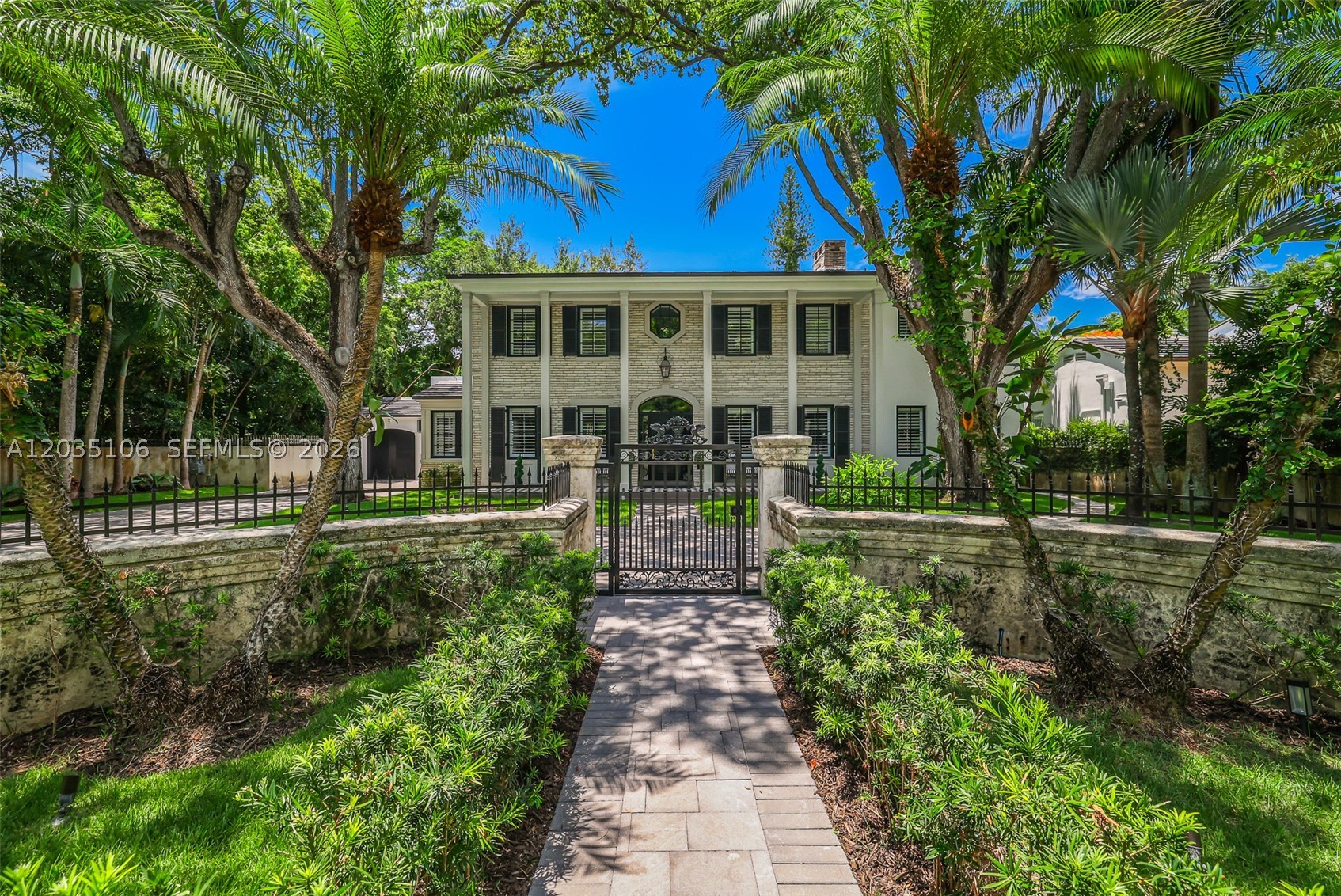 Stunningly reimagined estate where 1940s historic charm meets contemporary sophistication. Completely renovated and expanded, this home offers approximately 6,000 SF of refined living space on an oversized 17,480 SF lot in the heart of Miami. This exceptional residence features 6 spacious bedrooms, 6 full bathrooms, and 1 half bath, seamlessly blending timeless architectural charm with modern luxury. Every detail has been carefully curated in this thoughtfully redesigned floor plan showcasing expansive living and entertaining areas, sun filled interiors creating a warm and inviting atmosphere, a designer Downsview chef's kitchen, and beautifully appointed premium finishes and modern upgrades. The private primary suite serves as a luxurious retreat with spa-inspired amenities, his & hers walk in closets with custom Italian cabinetry, office & private sun deck.
Outdoors, the sprawling grounds provide endless possibilities for entertaining, recreation, or future enhancements, creating a true tropical oasis. Fully turnkey, this rare property on historic Brickell Avenue offers the character of a classic Miami home with the comfort, style, and sophistication of contemporary living. Easy access to Downtown / Brickell, Key Biscayne & Miami Beach. Do not miss this opportunity to enjoy the glamorous Miami lifestyle!