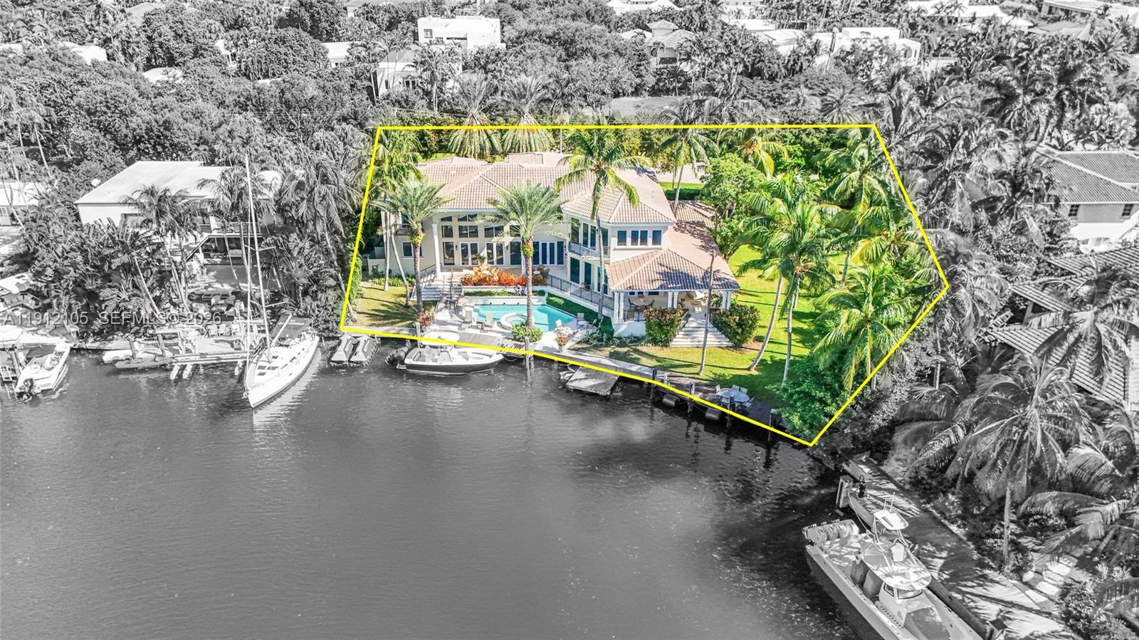 Situated on the exclusive island of Key Biscayne, this extraordinary 7,000sqft waterfront estate sits on a rare double lot located on Hurricane Harbor overlooking tranquil Manatee Lagoon.  The property offers an unparalleled sanctuary of luxury and seclusion with features including a 4 car garage ideal for collectors, professionally landscaped yard well suited for outdoor entertaining, 7 bedrooms and 7.5 baths including live-in quarters.  Expansive living areas flow seamlessly to large outdoor, covered porches becoming your al fresco living room for outdoor dining or relaxing and soaking in the beauty of the natural environment.  As the sun hits the horizon, Sunsets light up the sky illuminating the clouds in a breathtaking array of tropical colors.

Text listing agent.  24hr notice