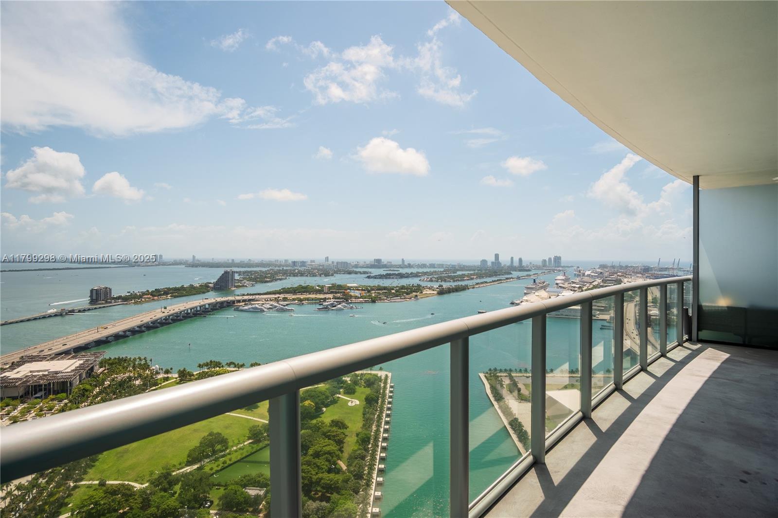 Stunning Fully Furnished 2-Bedroom Corner Condo in the Heart of Miami! Enjoy panoramic bay and city views from dual balconies with sunrise & sunset vistas. This renovated high-floor unit features an open kitchen with island, premium appliances, and sleek concrete floors. Floor-to-ceiling windows flood the space with natural light. Both bedrooms offer balcony access and walk-in closets; the spa-like primary bath has dual sinks, a soaking tub, and separate shower. Includes 1 assigned parking space. Resort-style amenities: 2 pools, gym, BBQ, volleyball, business center, and 24/7 security—steps from Museum Park and several restaurants and shopping destinations. Excellent location, next to all major highways and 20-min away from the airport.