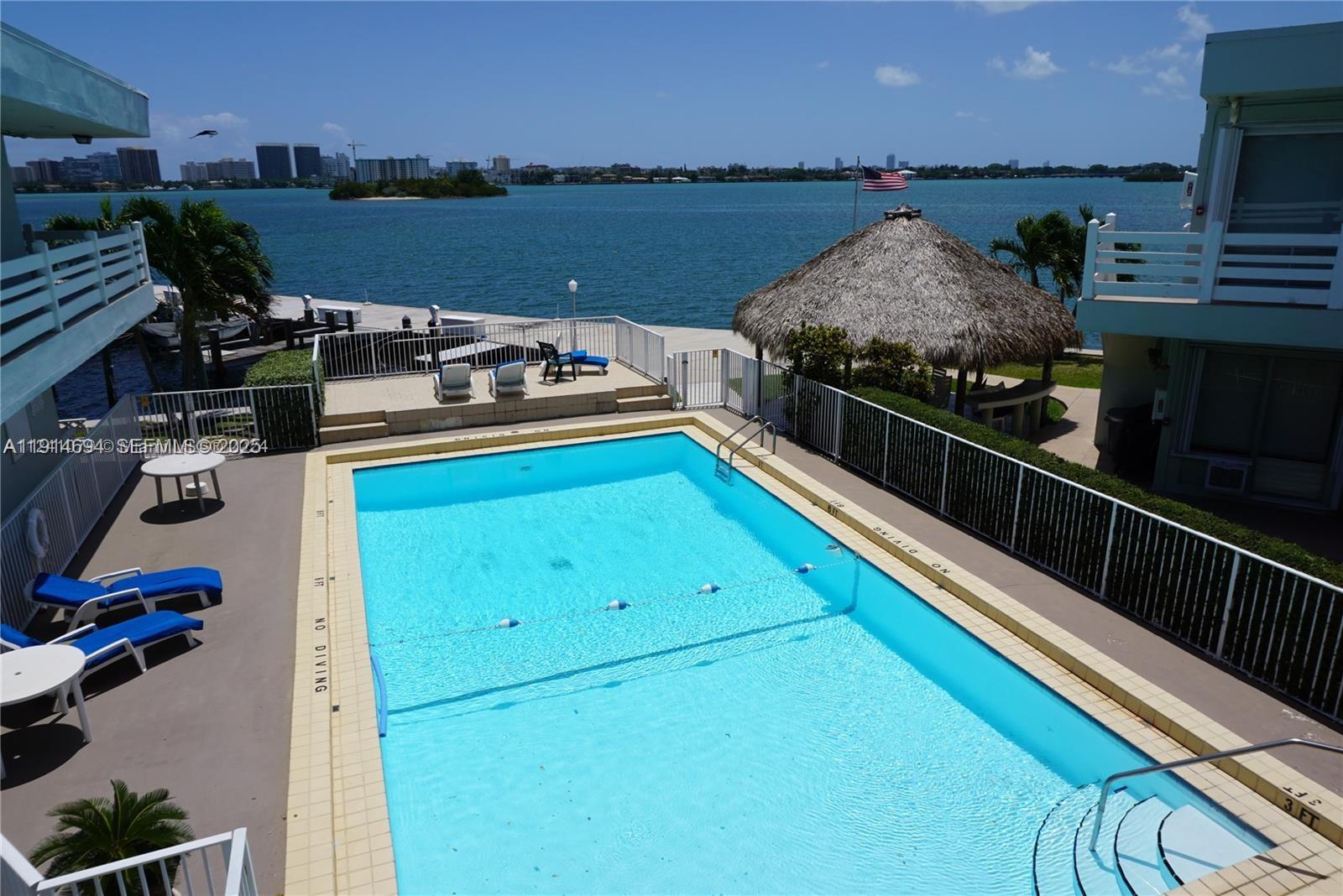 "BAYVIEWS" "WIDE BAY FRONT" CO-OP, " 30' DOCK SPACE WITH UNIT" w/ power & water!!! OWNER FINANCING AT 6% !!!! across from the Tip of the Keystone Islands area overlooking Biscayne Bay!!! 2BDR/1BTH includes; Approx. 1,000 sq.ft. open floorplan; Completely remodeled; Solid wood & granite Kitchen w/ Newer Stainless Steel Appliances , Updated bath w/glass tile accents; Tile flooring throughout; Salt water chlorinated pool & Tiki Party Hut. Maintenance Fee includes – Taxes & Insurance,water & sewer,cable TV,electric & water for dock space, Just Completed "60"yr. insp. ! with new Roof ! with Resident only BBQ's . Over 300 feet on the wide open bay ! Paddle board storage rack a short 10 minute paddle to the Famous Crystal Clear Sand Bar by Haulover Cut, with several "Food Boat Pontoon Barges.. ALSO FOR RENT 2800 A MONTH