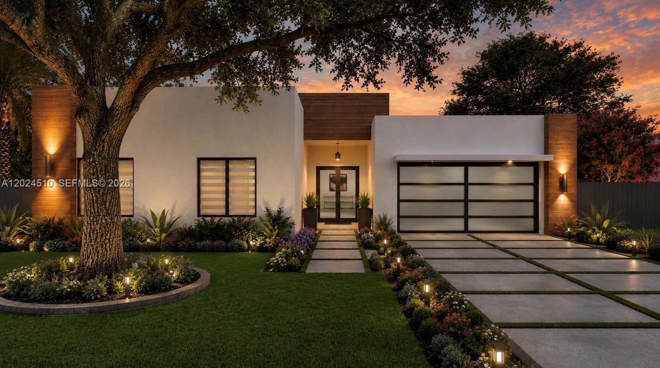 Stunning modern CBS luxury new construction featuring a sleek flat TPO roof, hurricane-impact windows and doors, and a concrete-built, storm hardened structure designed for maximum durability and protection. Situated on a spacious 16,000 sq ft lot, this property showcases a sealed and polished driveway with turf accents, a double-car garage, and professionally landscaped grounds with a sprinkler system. Enjoy front and rear terraces designed for seamless indoor-outdoor living.

Inside, the home offers soaring 11-ft ceilings and porcelain flooring throughout, complemented by panel wood interior doors, recessed lighting, and designer fixtures. Equipped with two tankless water heaters and dual A/C systems for efficiency and comfort.

The chef's kitchen features modern wood cabinetry extending to the ceiling, quartz countertops, a waterfall island, and stainless steel appliances including a ceramic cooktop, side-in range, drawer microwave, hood, dishwasher, and smart refrigerator.

This 4-bedroom, 3-bathroom residence also features beautifully designed bathrooms with wood cabinetry and quartz finishes. The spacious primary suite includes a large walk-in closet. Laundry room with washer and dryer is also included.