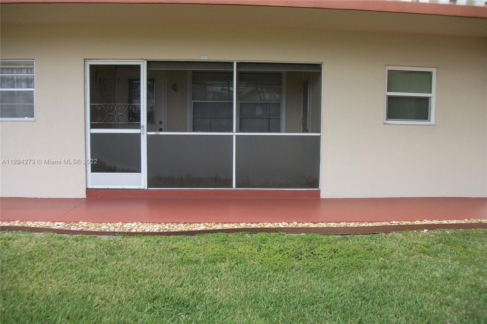 Fantastic opportunity to own in a quiet and secured 55+ location in Hollywood for less than what you would pay for rent. This 2BR/2BA condo is located in the ground floor with a personal screened porch. The unit is very spacious and in good condition. Minor TLC may be required but nothing major. Community amenities are a private pool for every cluster of buildings, with a small clubhouse for entertaining guests. In addition security cameras throughout the community, and gated entrance with intercom access code only. Plus a large association play recreation room for social activities and entertainment. One assigned parking and additional storage space available for every unit. Plus much, much more !