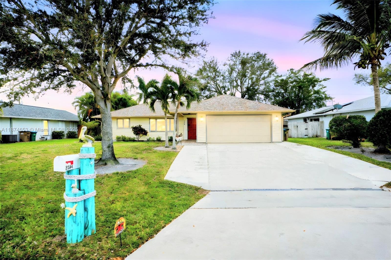 This inviting & cozy 4-bedroom, 3-bathroom originally started as a 3/2 with a den, offering ample space & versatility. The home features impact windows throughout. The kitchen is equipped with stainless steel appliances. Additional features include solar panels, promoting energy efficiency & sustainability, and a generator connection supporting both 220 V & 110 V. Enjoy the spacious yard spaces, which offer plenty of room for a pool, relaxation, entertainment, and screened in lanai. Garage features an automatic door opener and a secure code panel for easy access. This home offers easy access to schools, shopping, and parks. SELLERS CREDIT of $8,000.00 available at asking price.