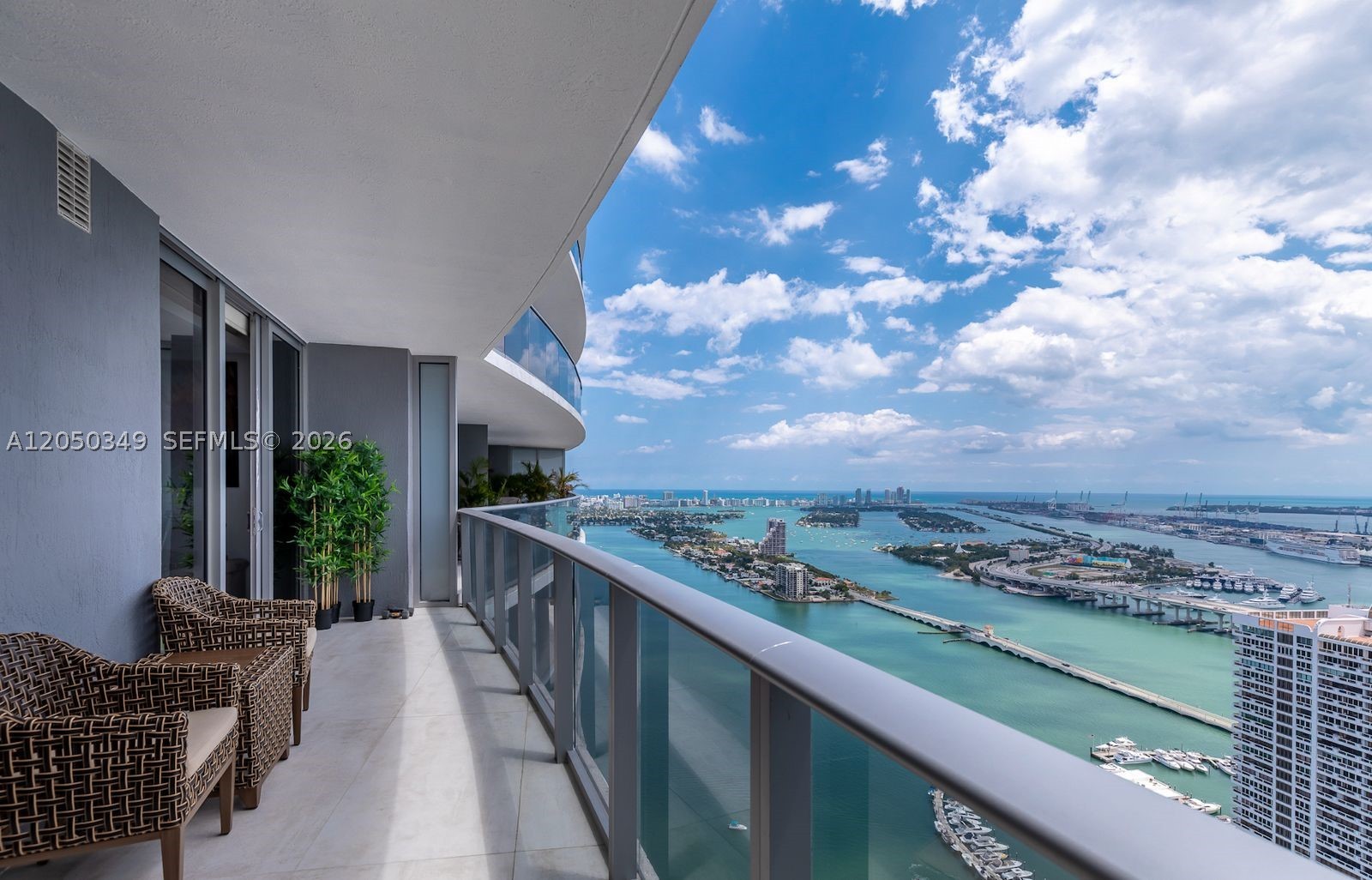 Amazing fully furnished unit on the 47th floor 1 bedroom plus den, 2 full baths, private elevator and spectacular bay views. Top of the lines SS Apliances, washer and dryer inside the unit. Basic cable and internet included. Wonderful amenities. 1 assigned parking plus valet. Great Location in Edgewater close to Downtown, Midtown and Design District. Not short term. Tenant on place. Unit available on August 24th, 2026.