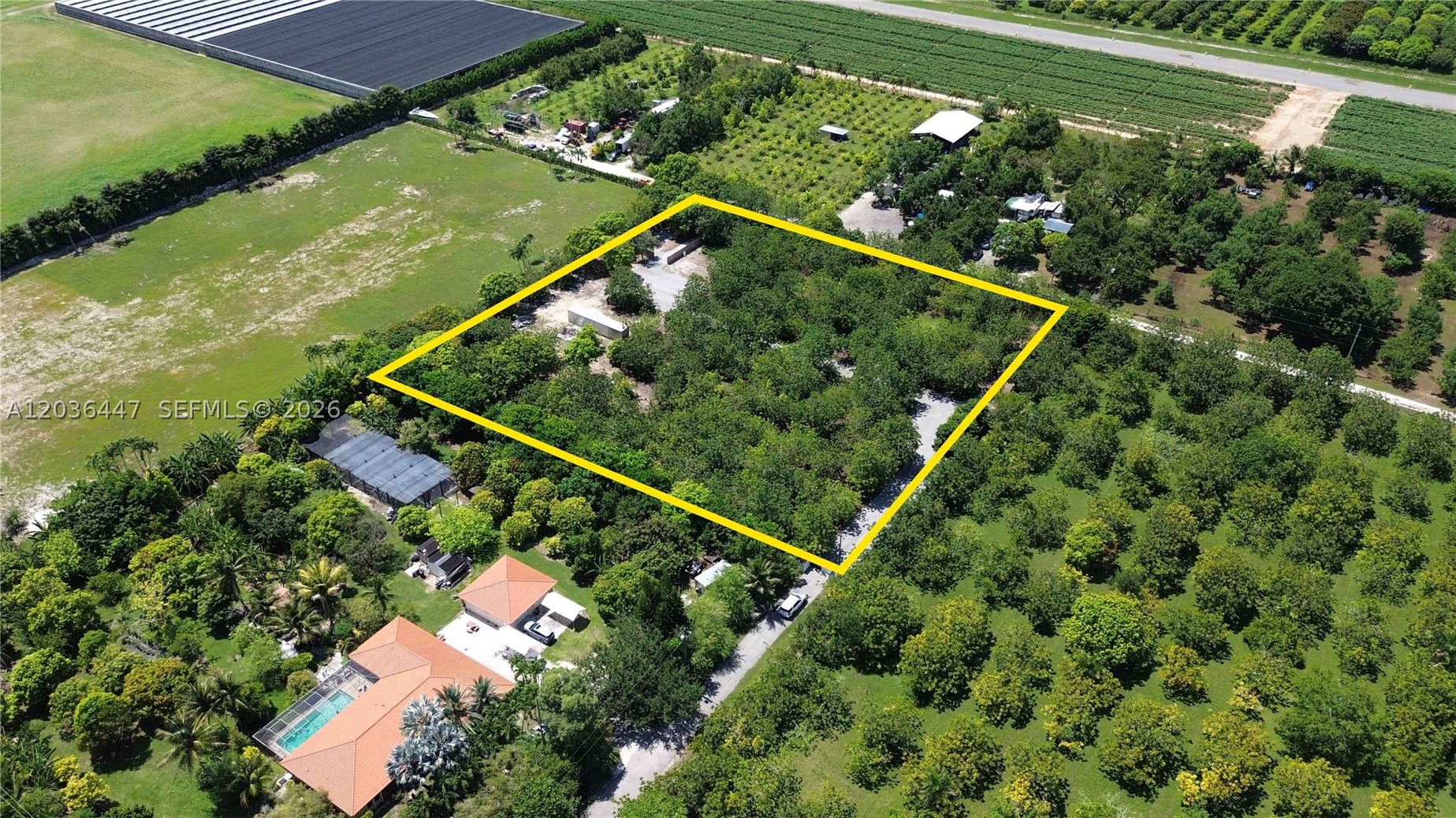 Rare opportunity to acquire approximately 2.5 acres in a prime Homestead location just minutes from Krome Avenue. This fully fenced property features water and electrical service, a gated entrance, an internal access road, and a spacious utility structure. Currently income-producing with mature lychee and mamey trees, the property offers excellent potential for agricultural use, investment, or future development. Very well maintained, listed address is approximate, check folio for exact location.