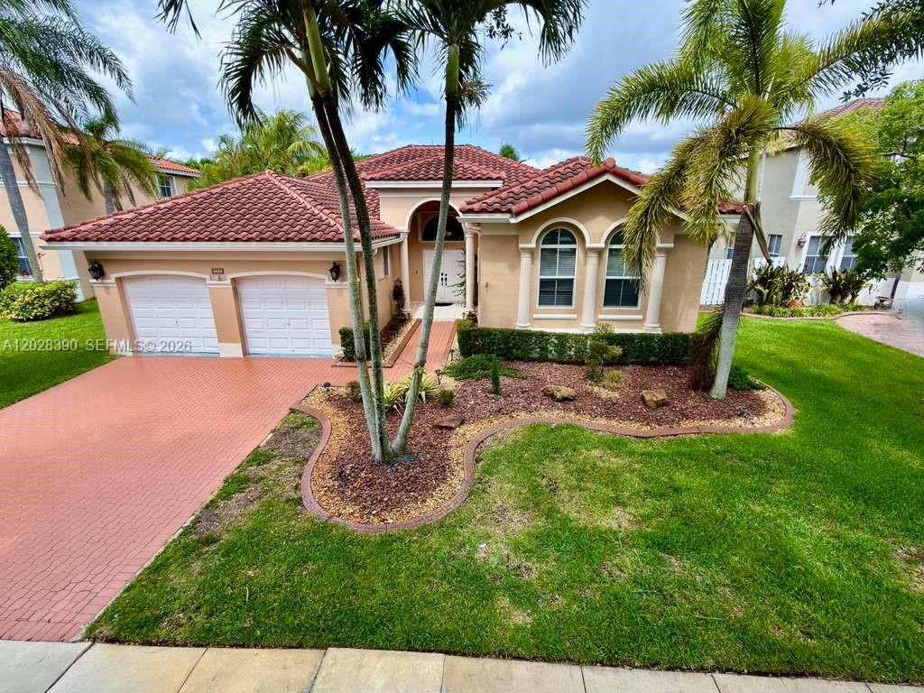 Welcome to this spacious 4-bedroom, 2.5-bathroom home offering over 2,480 sq. ft. of living space on a 7,700 sq. ft. lot in desirable Miramar. This property features a 2021 roof, an A/C unit with a blue light system, and a beautiful backyard perfect for relaxing or entertaining. The ideal layout includes a formal dining room that flows seamlessly into the large kitchen and family room. Located in a highly desirable 24-hour guard-gated community with resort-style amenities, including a clubhouse, gym, tennis courts, basketball courts, library, and playgrounds. Conveniently close to parks, shopping, major highways, hospitals, and top-rated schools
