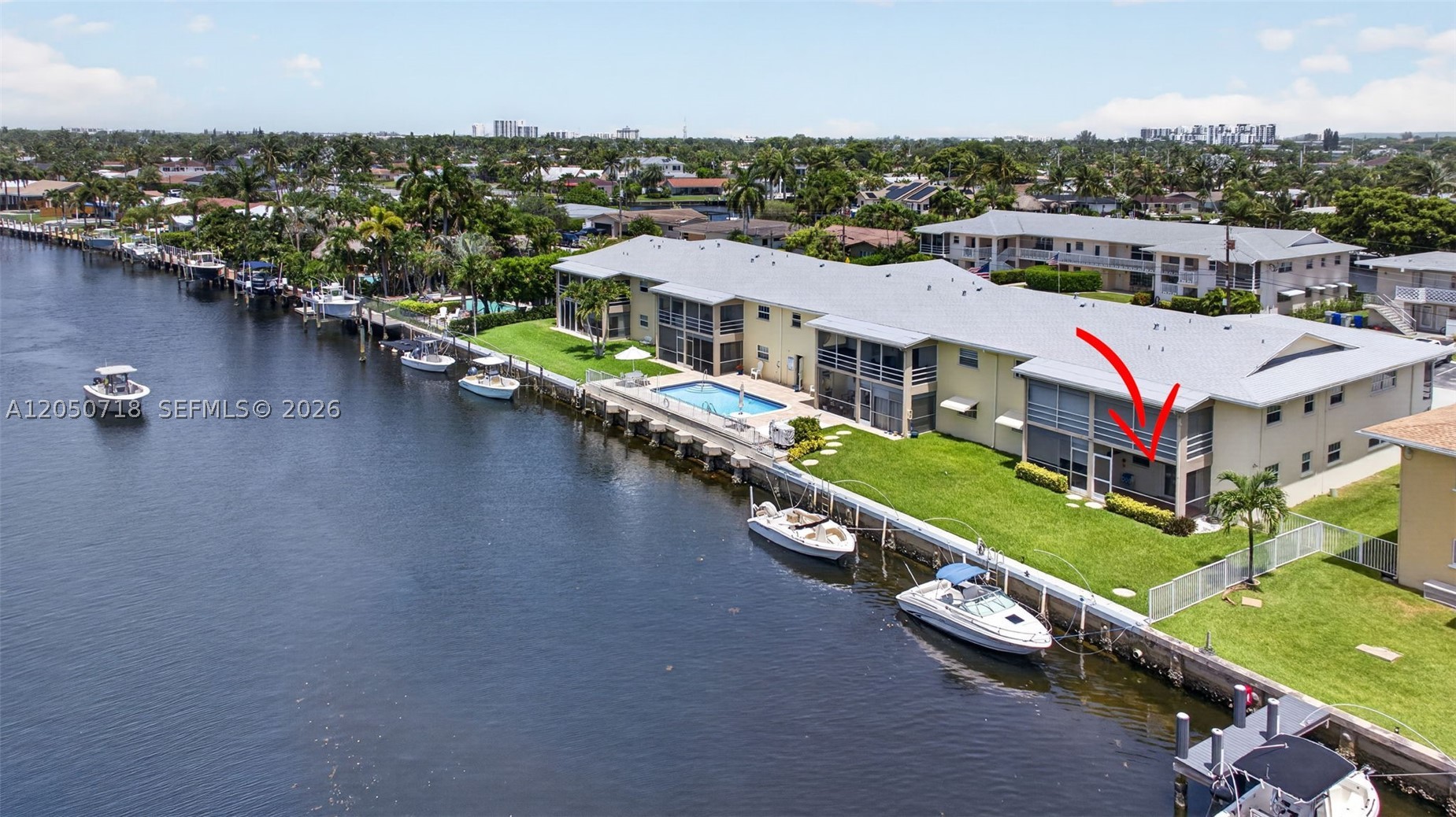 Welcome to your next waterfront getaway at 708 SE 7th St #8 in Cypress Lake East and this 2 bed 2 bath corner Co-op unit in a 55 and over (per association rules) building.  You will love this ground floor unit that you can just walk right into that has remodeled quartz kitchen, impact windows, plenty of space.  This can be a boater's paradise  w/ 1 fixed bridge (US-1)  to the intracoastal and ocean.   Recently there was a dock available for a 30 ft boat.  Building is in compliance with all requirements, 40 year certification completed in 2022. no expected assessments.   No Pets, No Financing, No Leasing, no smoking means that you can just enjoy the quiet community on this cul de sac road with a handful of residents.   Low Hoa fee, 1 assigned space. Guest Parking Available. Community Pool.  Close to the Pompano Pier, restaurants, shops, dining , I-95.