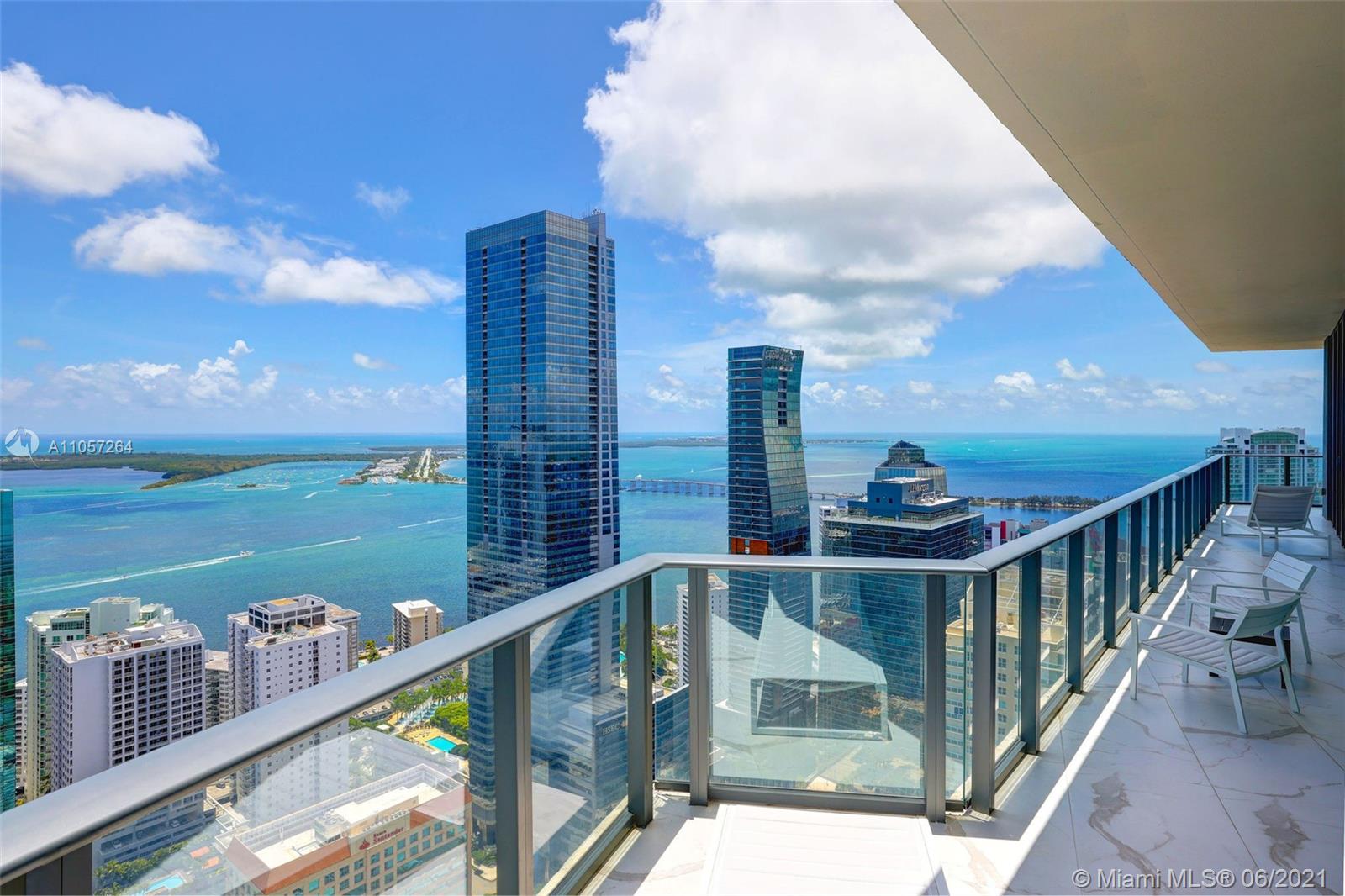 Spectacular, luxurious and rarely available 4 bedroom Penthouse at SLS Brickell. Breathtaking water views from every room of this gorgeous unit encompassing the entire SE corner. Hardly utilized, this unit is in perfect condition.  Soaring 10 FT ceilings and floor to ceiling windows and sliding doors view towards sunrises and Miami skyline. Spacious balcony lines the SE perimeter, allowing full access from all rooms. Luxury finishes, top of the line appliances and incredible amenities makes this unit a perfect fit for discriminating buyers.  The SLS has an amazing exercise area, dual pools with cabanas, pretty designer lounge areas, restaurants, making this a 5 star experience. Unit is larger than tax roll as per floor plan living area. Comes with 1 assigned storage and 2 parking spaces.