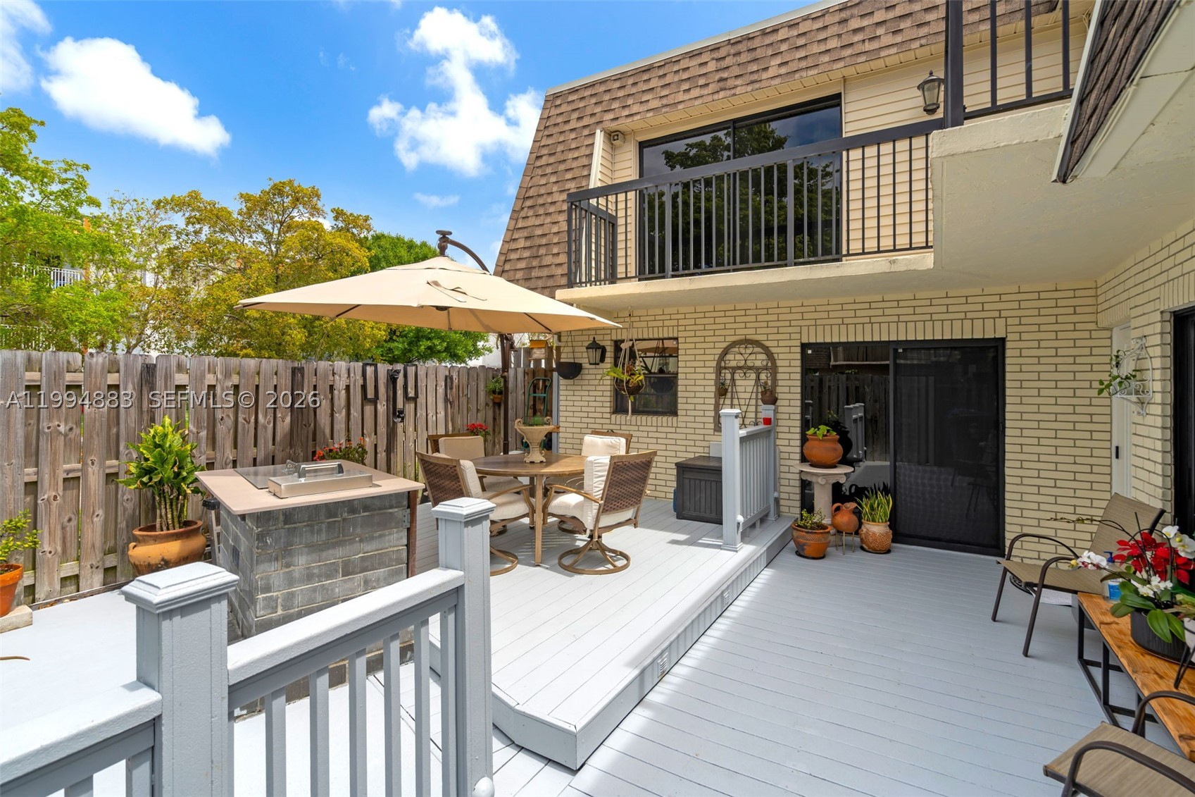 Spacious & Updated Corner Townhome in Bay Tree – Move-In Ready!
Welcome to this stunning 2-bedroom, 2.5-bathroom corner-unit townhome in the highly sought-after Bay Tree Patio Homes. Boasting over 1,500 sq. ft. of bright, sun-drenched living space, this home offers the ultimate combination of privacy and modern style.
The heart of the home is an expansive chef’s kitchen, featuring sleek granite countertops, a deep farmhouse sink, premium stainless steel appliances, and a central island that overlooks the open-concept living area—perfect for entertaining. The main floor features easy-to-maintain laminate flooring, a guest half-bath, and a dedicated laundry room with a full-size washer/dryer.
Upstairs, retreat to dual primary suites, each with generous closet space and its own private balcony—a calm, personal sanctuary to enjoy the breeze and a quiet moment to recharge. The primary bath enjoys a dual sinks and updated finishes. Outside, your large, fenced-in private patio is a true oasis for alfresco dining and weekend relaxation.
Beautifully designed corner unit located just steps from the community pool. Enjoy quick access to local dining, shopping, and major highways in a beautifully maintained community. Please allow at least 48 to schedule your tour.