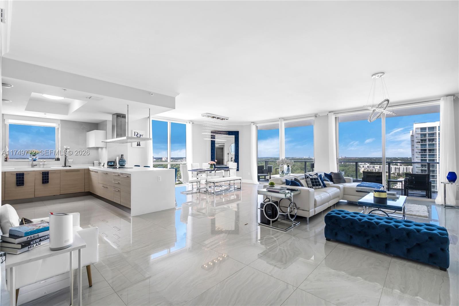 Stunning 2 Bed, 2.5 Bath Corner Unit at Marina Palms! Experience luxury living in this professionally decorated, high-floor residence with breathtaking views of Biscayne Bay, the Intracoastal, and a lush nature reserve.This spacious unit features marble floors, a European-style kitchen equipped with SubZero, Wolf appliances and Snaidero cabinets. Large balconies perfect for enjoying the serene views. Built in closets. Amenities include a fully guarded complex, a state of the art gym, yoga/pilates room, waterfront pool, children's playrooms, a business lounge, sauna and steam rooms, a club room, and a dog park. One assigned parking spot, valet parking, & storage included. Marina access on premises.Located just minutes from Aventura Mall, fine dining and Sunny Isles. Furniture is negotiable.