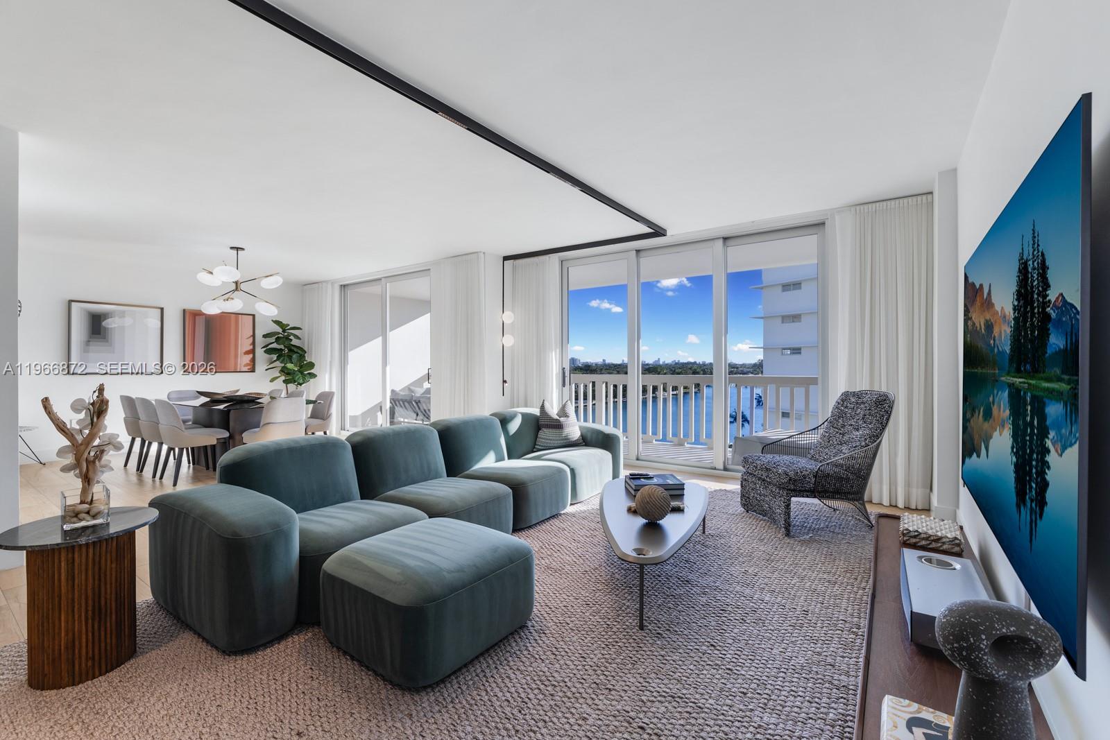 Meticulously renovated rare penthouse in prime Bay Harbour location. Sprawling 3-bedroom, 2-bath condo spans an impressive 2,428 SqFt interior. Enjoy sweeping S/E/W facing direct bay & city views from your expansive terrace and all new sliding glass doors. New oak hardwood floors, custom lighting, kitchen, bathrooms & closets. Corner primary suite w/ two large walk-in closets. Turn key, highly luxurious property available furnished or unfurnished. Residents have access to premium amenities including a brand newly renovated lobby, heated pool, gym, barbecue area & media/social room. With the convenience of 2 elevators, 1 assigned parking spot, guest parking, this midrise boutique-like property offers a seamless lifestyle. Conveniently located within short walking distance to the top-rated Bay Harbor K-8 school, Bal Harbour Shops, restaurants, houses of worship and the most beautiful beaches. Don't miss this unique bayfront opportunity!