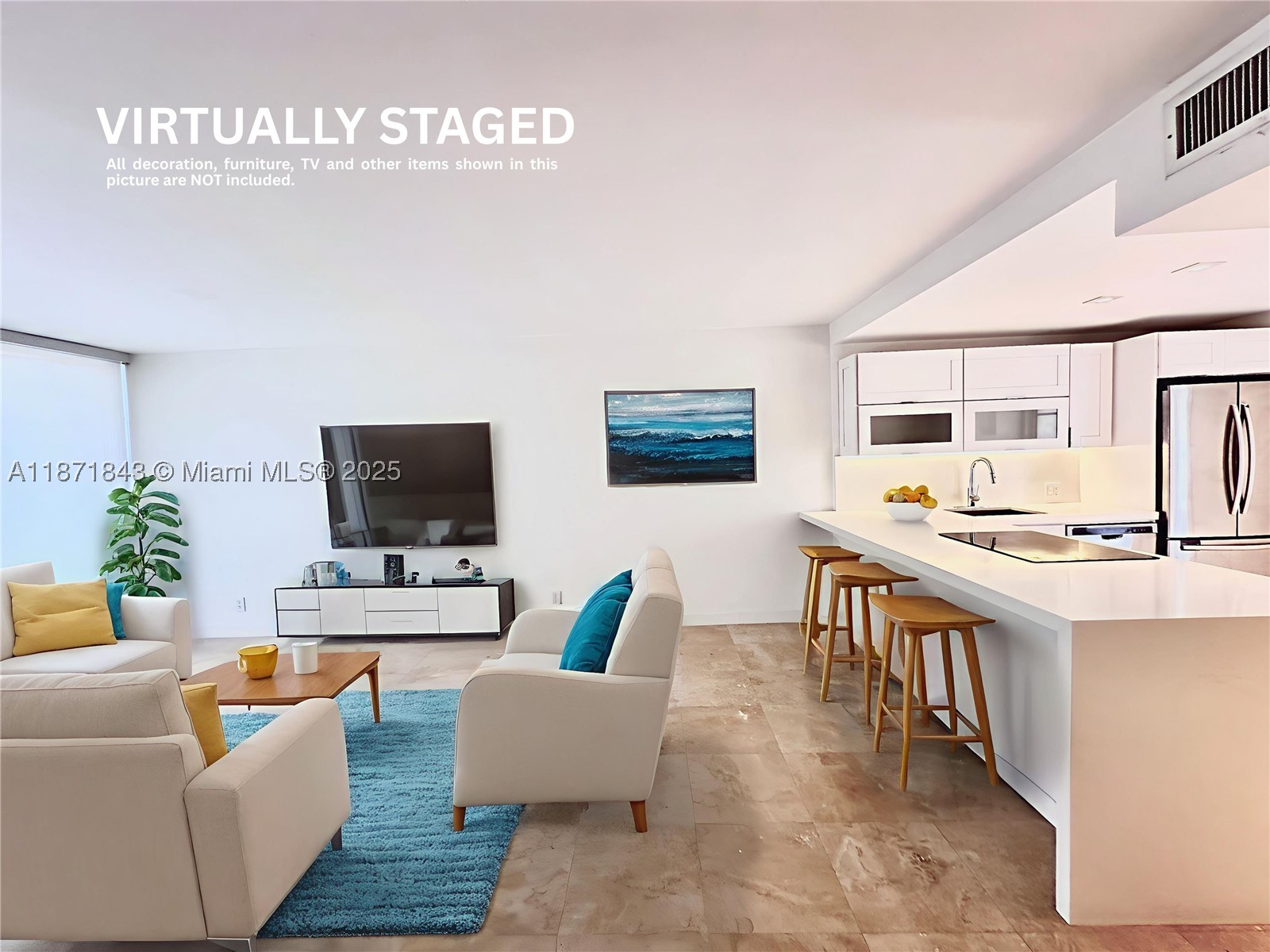 IMPORTANT INFO:  SELLER WILL PAY OFF ASSESSMENT AT CLOSING (approximately $ 21k value)! Your low monthly fee will be only $ 702 per month for all the great amenities including: High-speed Internet, Cable-TV, Hot Water, Pool, Fitness Room, Social Room, and 24hr Security in the community.    STUNNING RENOVATION. MOVE-IN READY!  YOUR PERFECT NEW HOME! Beautifully updated and impeccably maintained. Modern open-concept kitchen with stainless steel appliances. Elegant marble flooring throughout. Stylish renovated bathrooms and a spacious walk-in closet. Balcony with serene views to the golf course. 1 convenient Parking Space.   All this in a PRIME AVENTURA LOCATION – close to the beach and Aventura Mall.  COME SEE IT IN PERSON and MAKE YOUR OFFER NOW! Building is finishing up 50-year certification renovations and will be beautiful.