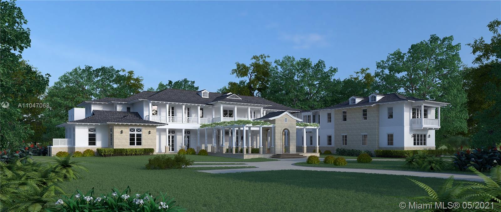 Snapper Creek meets Harbor Island in this newly built British Colonial-inspired 1.5-acre lakefront estate. Exquisitely imagined & flawlessly curated, its bespoke, grandly scaled interiors embody classic West Indies living w/every modern luxury anticipated & no expense spared. The Ramon Pacheco-designed residence is distinguished by Greek white matte marble slab & European ebony oak plank floors, custom ZATTI Italian doors/cabinetry/built-ins, 3 staircases & 2 elevators. Exquisitely conceived common areas; 2 Family rms; La Cornue/SubZero Kitchen suite; Primary Bdrm wing w/Calacatta marble Bath; all Bdrms en suite. Bonus Space galore! Cabana/Guest House, Pool/Spa, Beach & lush Tropical Landscape. Enjoy Island ambiance w/the cachet & conveniences of Coral Gables gated living. Simply stunning.