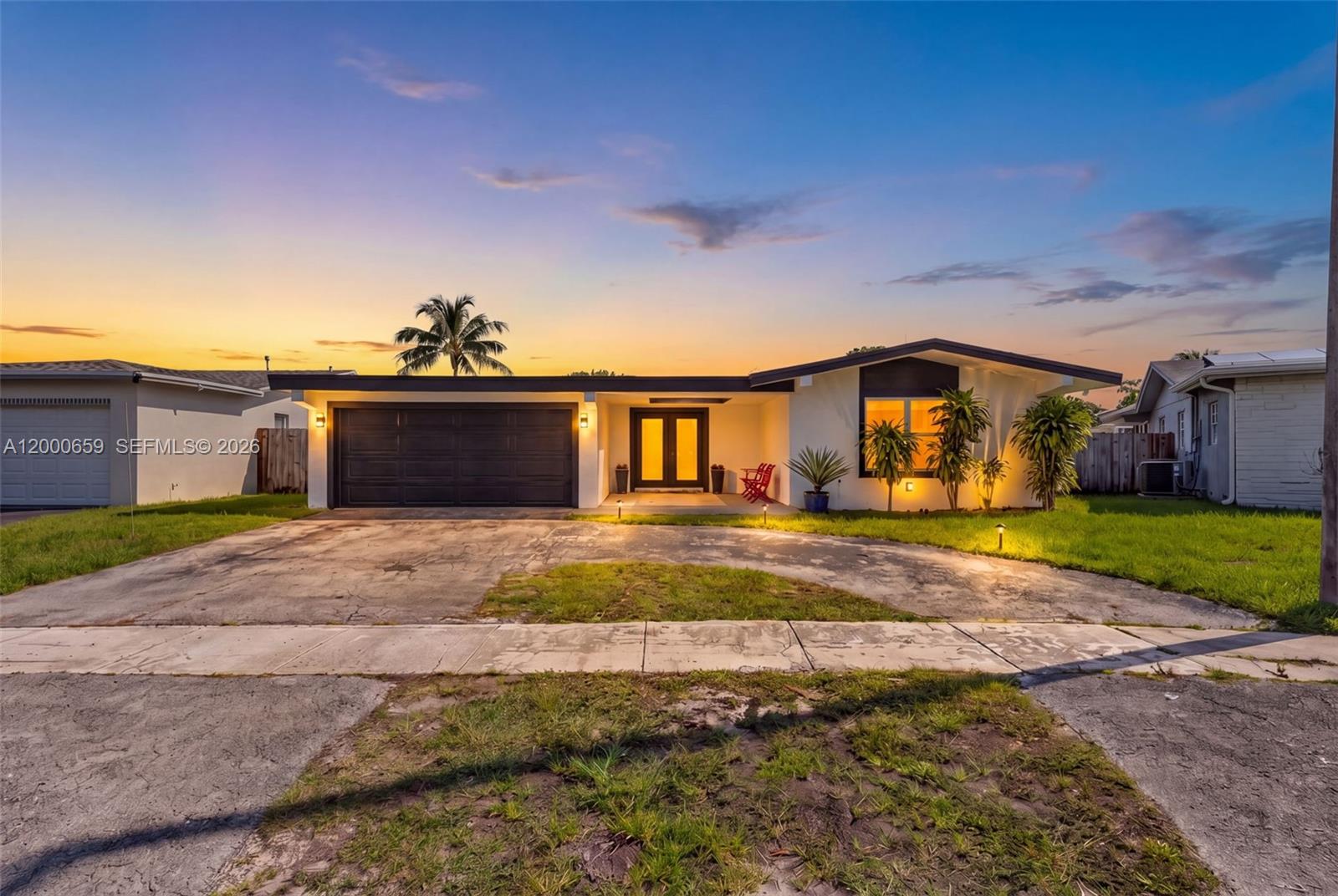 Beautifully renovated 4-bedroom, 3-bath modern contemporary home on a canal. The home was completely upgraded in 2022 and features new plumbing, electrical, hurricane impact windows and doors, a large open floor plan with porcelain tile flooring, and sleek modern bathrooms. The open layout is highlighted by a spacious kitchen with a large island, granite countertops, and custom California closets throughout. Additional upgrades include a 2022 A/C, gas tank water heater, and a newer roof.  This home also offers a home office or game room! 

Enjoy a private backyard with tranquil water views—perfect for relaxing or entertaining. Conveniently located near shopping, dining, schools, parks, and major highways.  Contact for a private showing and questions.