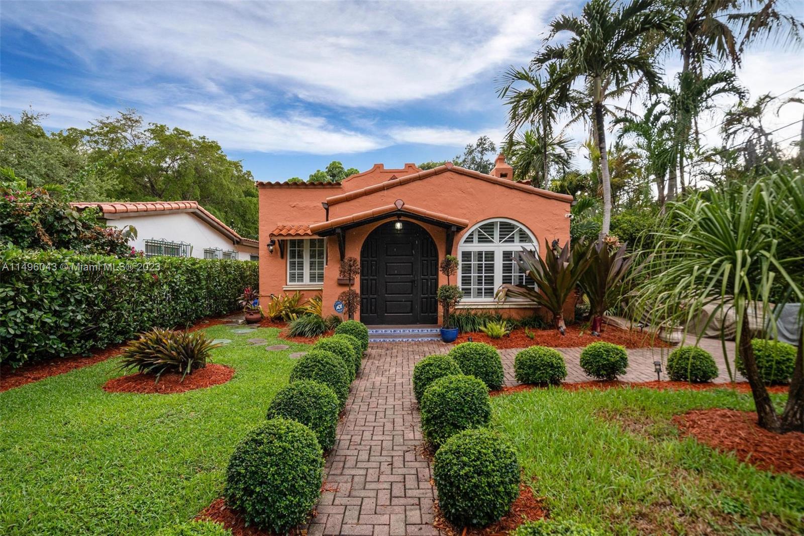 1928 Coral Gables home offers history and charm, picturesque landscape, just painted, with original water fountain and the comfort of today’s lifestyle; remodeled residence boasting 3 bedrooms with a very nice den / extra closets for storage, 3 baths, formal dining & living rooms, white modern kitchen, a cozy covered terrace to entertain all year, beautiful driveaway, windows everywhere allowing tons of natural light into the home, original wood floors, partial impact windows and storm shutters. Perfectly located in north Coral Gables with easy access to main locations.