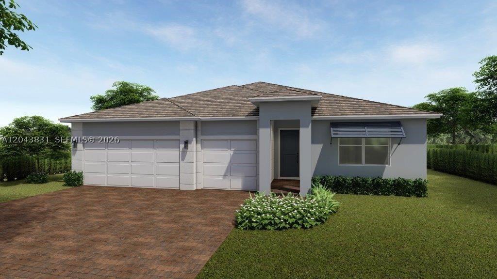 The Fraser, an elegant one single-story Residence offering 2,533 Sq ft of thoughtfully designed living space with 4 bedrooms and 3 bathrooms. This open-concept home features a spacious great room that flows into a designer kitchen with a large island and dining area-ideal for entertaining. The private owner's suite is tucked away at the rear of the home and includes dual walk-in closets and a spa-inspired bathroom. Three additional bedrooms are positioned separately for added comfort and privacy. Enjoy seamless indoor-outdoor living with a covered Lanai and the convenience of a spacious three-car garage. A perfect blend of luxury, comfort, and modern living. BRAND NEW HOME! CALL FOR A TOUR AND MOVE IN SPECIALS. Restrictions may apply* Pictures, photographs, features, colors & sizes are approximate for illustrations purposes only and will vary from the homes as built. These are not of the actual home but are similar to the home being built.