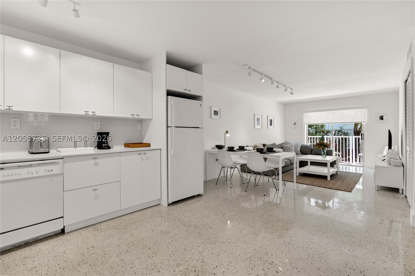 Enjoy modern living in this beautifully just renovated 1 bed, 1 bath condo with balcony. Contemporary and sleek furniture, TV, in unit washer and dryer and gorgeous terrazzo flooring throughout. Discover this prime location just 5 minutes away from the heart of Brickell, close to vibrant Little Havana, top restaurants and major highways. Once assigned parking space inside the gated complex.