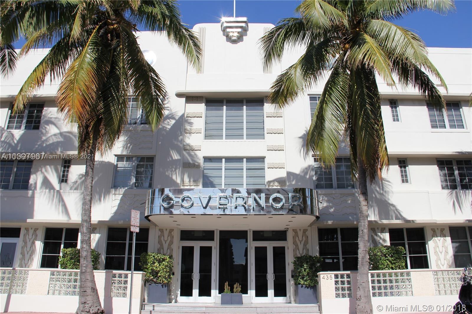 Live in the heart of the South Beach in this sleek contemporary 1/1 with courtyard entrance located in the renowned Artecity historic Governor building. This unit can be rented up to 12 times per year and features wood flooring, Italian bathroom & kitchen with stainless steel appliances and glass counter tops, washer/dryer inside unit and large closets. Walking distance to the best Sobe has to offer and 5 stars amenities: 24 hr security, concierge, complimentary valet parking for residents & guests, beach access at 21st Street umbrella/chair service, 2 on-site pools, fitness center, media room. Pets allowed.