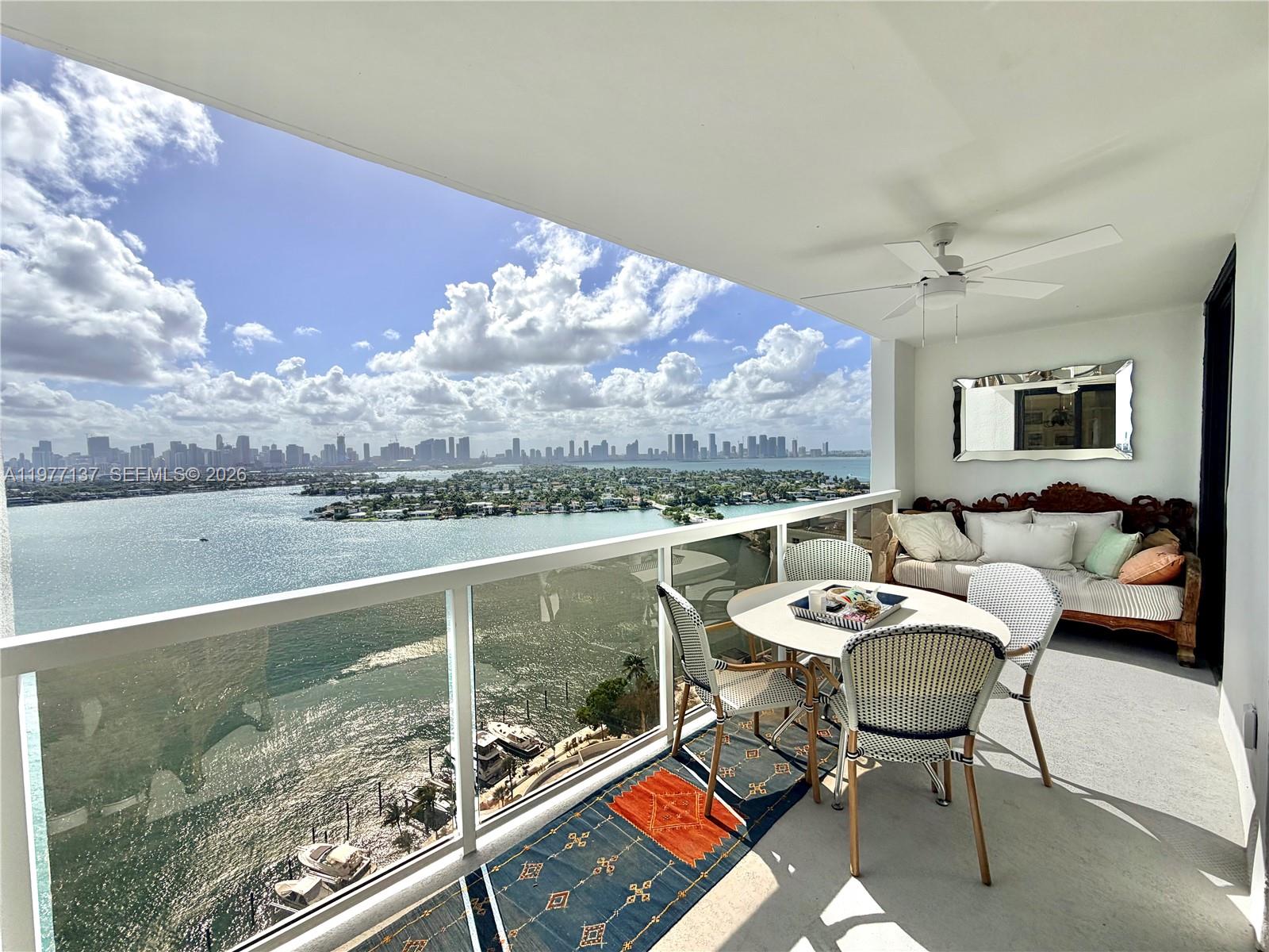 Rare Venetian Islands opportunity at 9 Island Avenue including 40-ft boat slip, 3 assigned parking spaces, and private storage amenities rarely available together in Miami Beach.  This spacious 2-bedroom, 2-bath residence offers approximately 1,440 sq ft with panoramic Biscayne Bay views and abundant natural light through expansive windows. The split-bedroom layout provides privacy and generous living space ideal for both everyday living and entertaining.

The residence includes three assigned parking spaces, private storage, and dock slip #20 accommodating a boat up to 40 feet — a rare amenity in Miami Beach.

9 Island Avenue is a full-service waterfront building featuring beautifully renovated hallways, lobby, and mezzanine levels. Residents enjoy concierge and valet service, a bayfront pool, state-of-the-art fitness center, tennis courts, marina with boat slips, a children’s play area, and a spacious community room overlooking Biscayne Bay.

Ideally located at the entrance to the Venetian Causeway, the building offers quick access to Sunset Harbour’s restaurants and boutiques, Lincoln Road, South Beach, and Downtown Miami.