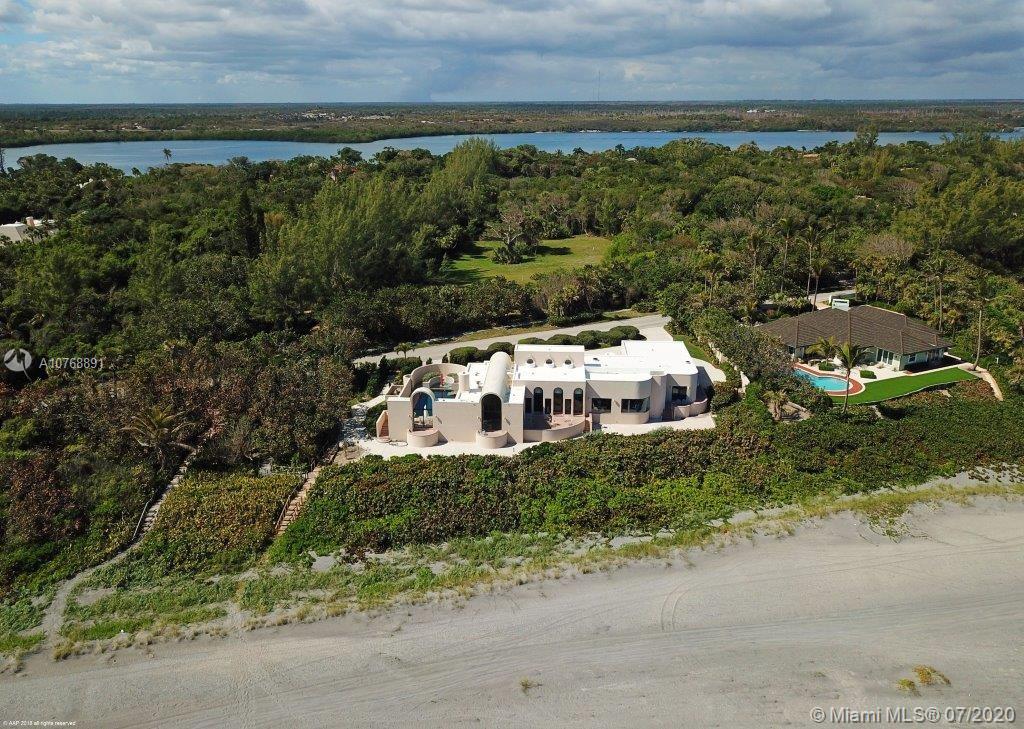 This architectural beauty features a unique perspective of oceanfront living. Thoughtfully built with integrity and flair, it is clear to see that this is a one-of-a-kind residence owned by a renowned architect and artist. The CBS structure offers a 3 bedroom, 4 bath split plan connected by a breathtaking living room and gallery that overlook over 175 feet of oceanfront. The luxurious master suite includes a spa and fireplace. Its 4,330+/- total square feet allow for extensive expansion and include a private patio area with pool and spa and a 2-car garage with golf cart storage. Perfectly situated on over an acre to take in colorful sunrises and scenic ocean vistas to the north and south.