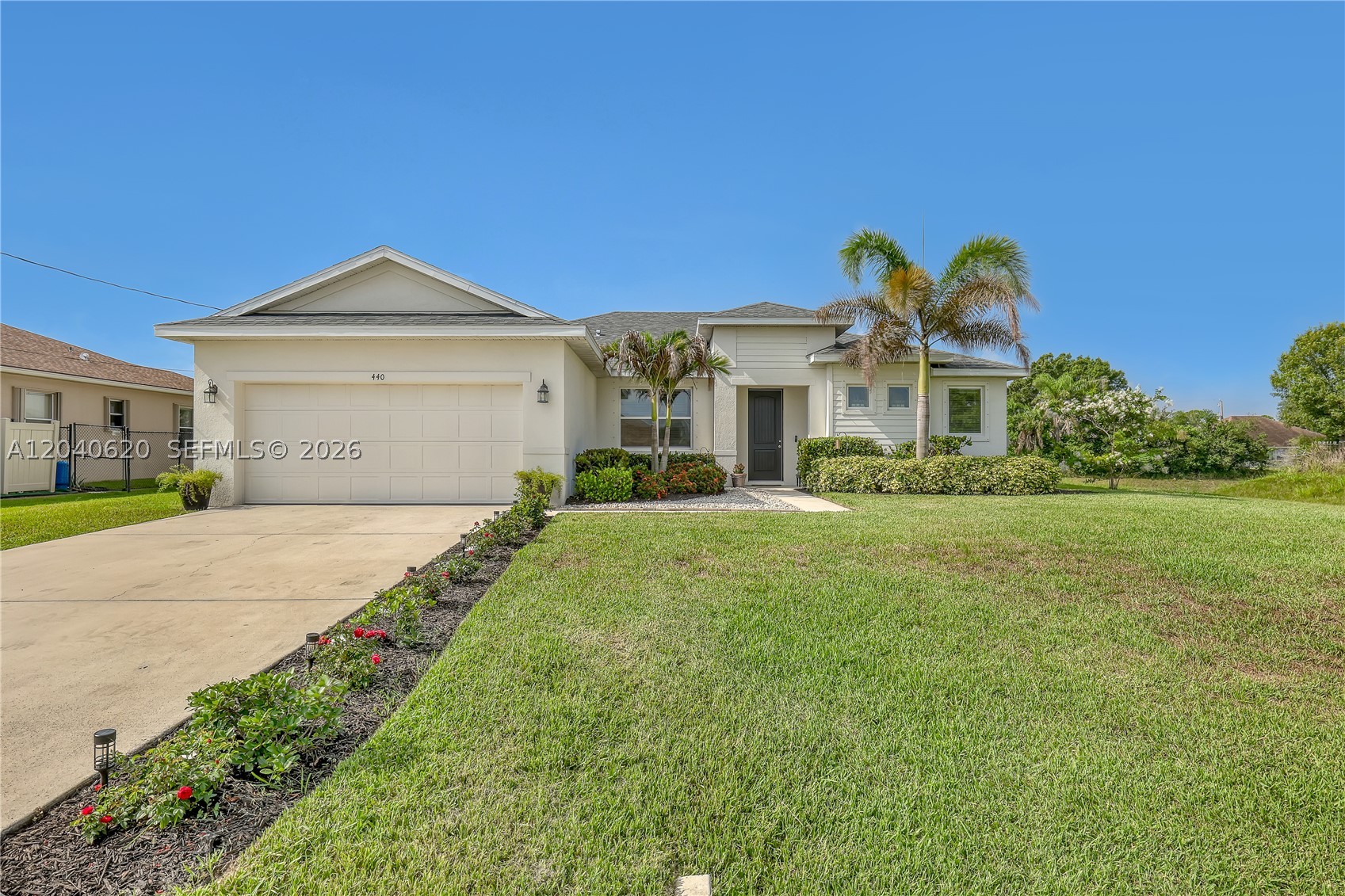Beautiful, well maintained custom-built home with massive backyard and impressive canals on the side and back of the property. Very private home in the rapidly growing city of Port Saint Lucie, Florida. Features 3 bedrooms, 1 den, 2 bathrooms and 2 car garage. Kitchen includes - stainless steel appliances, 42-inch cabinets with slow closing doors/drawers and granite countertops. Floors have wood-like tiles in the main areas; den has tiled floor with tray ceiling and carpet in the bedrooms. Home has upgraded 8-foot doors throughout, and landscaping has been upgraded to include new front lawn. Ceiling fans, light fixtures, drapes and curtain rods are included with purchase price.