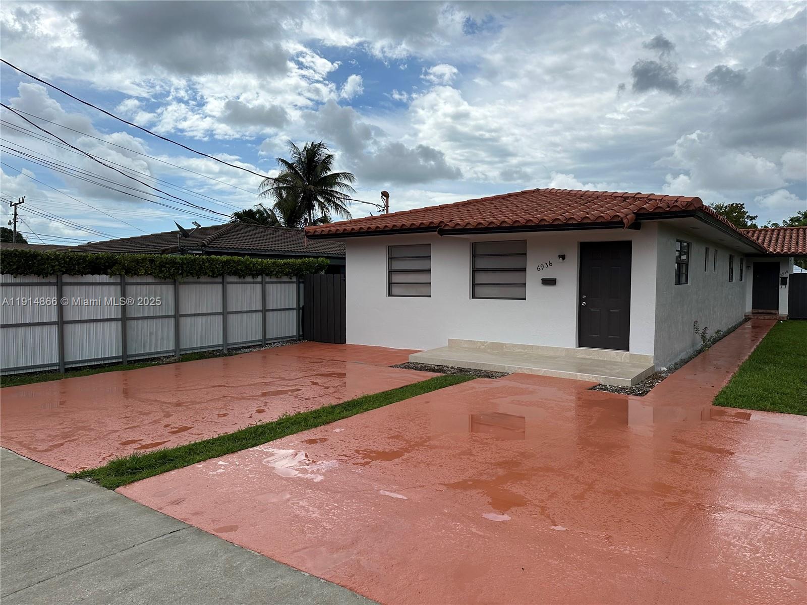 Totally renovated front unit of duplex with 3 bedrooms and 2 bathrooms in the heart of West Miami. New porcelain floors throughout, kitchen with new stainless steel appliances, ample cabinets and granite countertops. Master bedroom has walk-in closet and master bath with shower, Both bathrooms are beautifully renovated. Unit has new full size side-by-side washer and dryer and brand new A/C. Driveway has space for 3 cars. Excellent location close to Coral Gables, shopping, restaurants and highways.  Ready to move into! Exquisite in every detail.