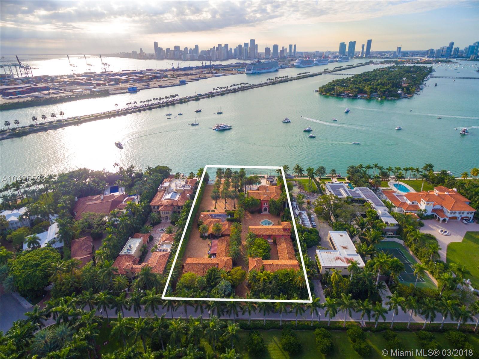 The only WEST facing 2 Acre lot available. Developer’s Dream Lot with irreplaceable Skyline Views of Downtown MIAMI. Current Zoning allows for up to a 20,000 sq ft Custom home to be built on the site.   A Trophy Property in South Beach’s most Exclusive Guard Gated Island. Be 1 of only 34 Families that call STAR ISLAND HOME. Renderings are from Award winning  Spanish Firm DOMO Design and Architecture. Lot dimension is 200x400.