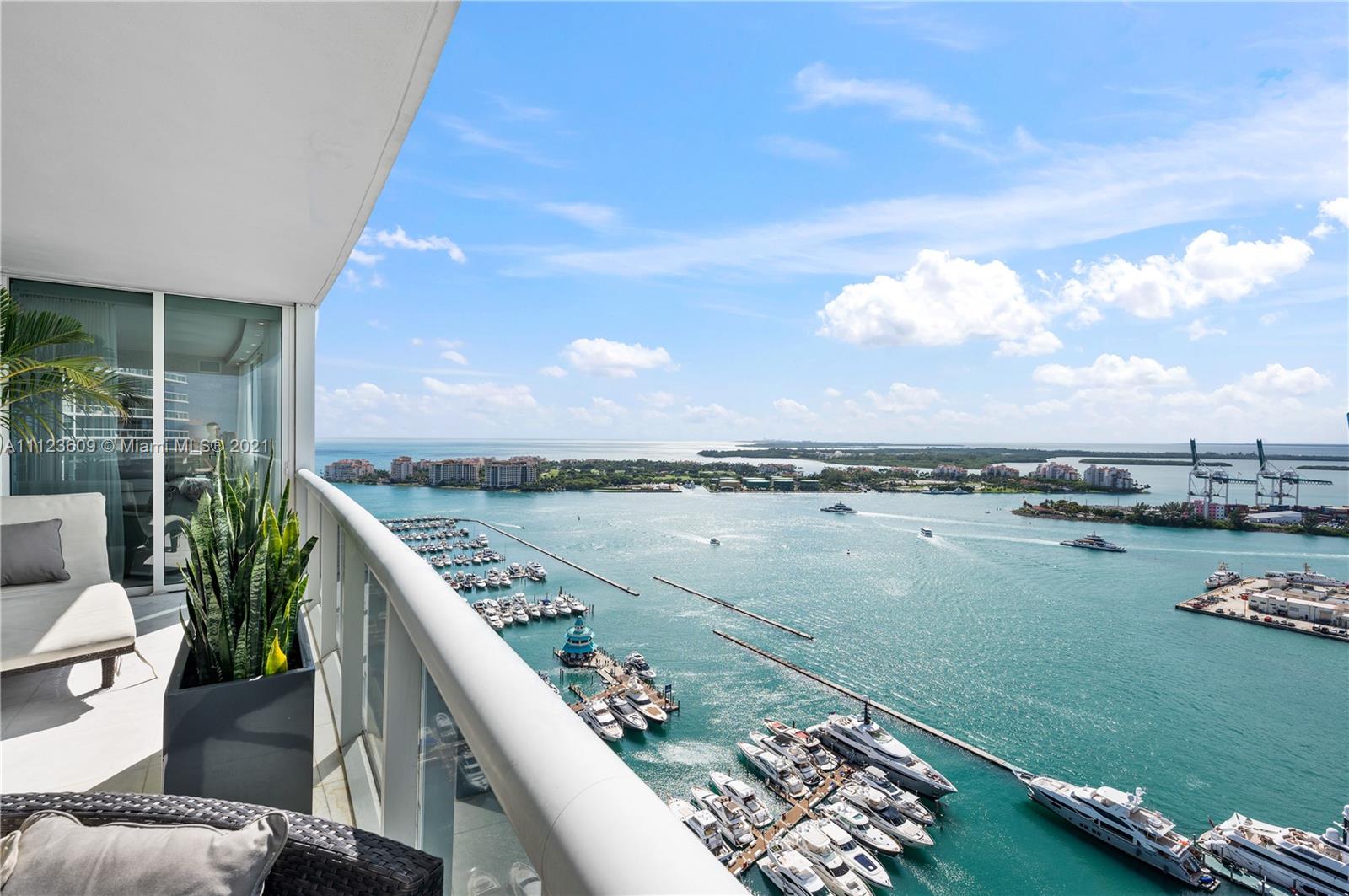 Welcome to 3101 at the prestigious Murano Grande at Portofino. The private elevator foyer which opens to this 4 Bedroom, 3.5 Bath, 4,000 sq. ft. unit will take your breath away. Spectacular skyline and ocean views through floor to ceiling windows. Fully renovated corner unit with exquisite, professional design by Holly Hunt. Featuring expansive balconies, large walk-in closets, marble floors throughout, motorized shades, custom bar and millwork, open kitchen with huge cooking island, and Sub-Zero appliances. Enjoy five-star amenities including a full-service gym, spa, attended pool, tennis court, restaurant, and more. This turnkey waterfront residence leaves a long-lasting impression in the most sought after South of Fifth neighborhood.
