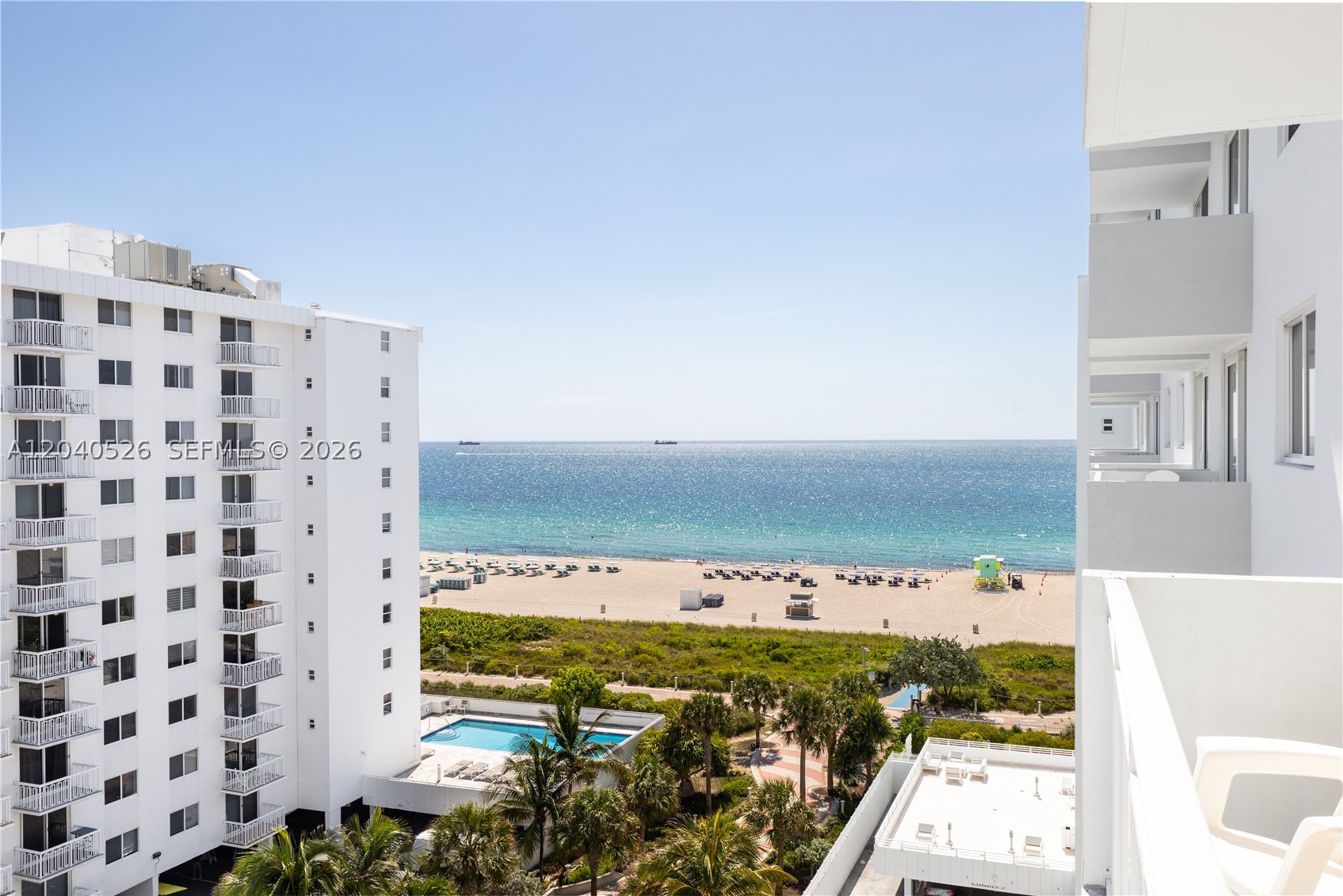 Experience oceanfront living at its finest in this beautifully remodeled high-floor residence with sweeping ocean views from an oversized balcony. Wake up to breathtaking sunrises and enjoy endless blue-water vistas from the comfort of your own home. The spacious open-concept floor plan is designed to maximize natural light and showcase the spectacular views. The residence features a modern open kitchen, w/updated stainless steel appliances, porcelain tile flooring throughout, and an elegant marble bathroom with a seamless glass shower enclosure. Move-in ready and thoughtfully updated, this home offers the perfect blend of comfort, style, and coastal living. Located in a premier oceanfront building that has undergone an extensive transformation, residents enjoy a host of exceptional amenities including a brand-new oceanfront fitness center, newly renovated heated waterfront pool, new sauna, new impact windows and doors throughout the building, new roof, new elevators, and a beautifully redesigned exterior with new entryway and lobby enhancements currently underway, further elevating this highly desirable beachfront community. An exceptional opportunity to own a high-floor ocean-view residence in a fully revitalized oceanfront South of Fifth Street building with 24 hr security and resort-style amenities.