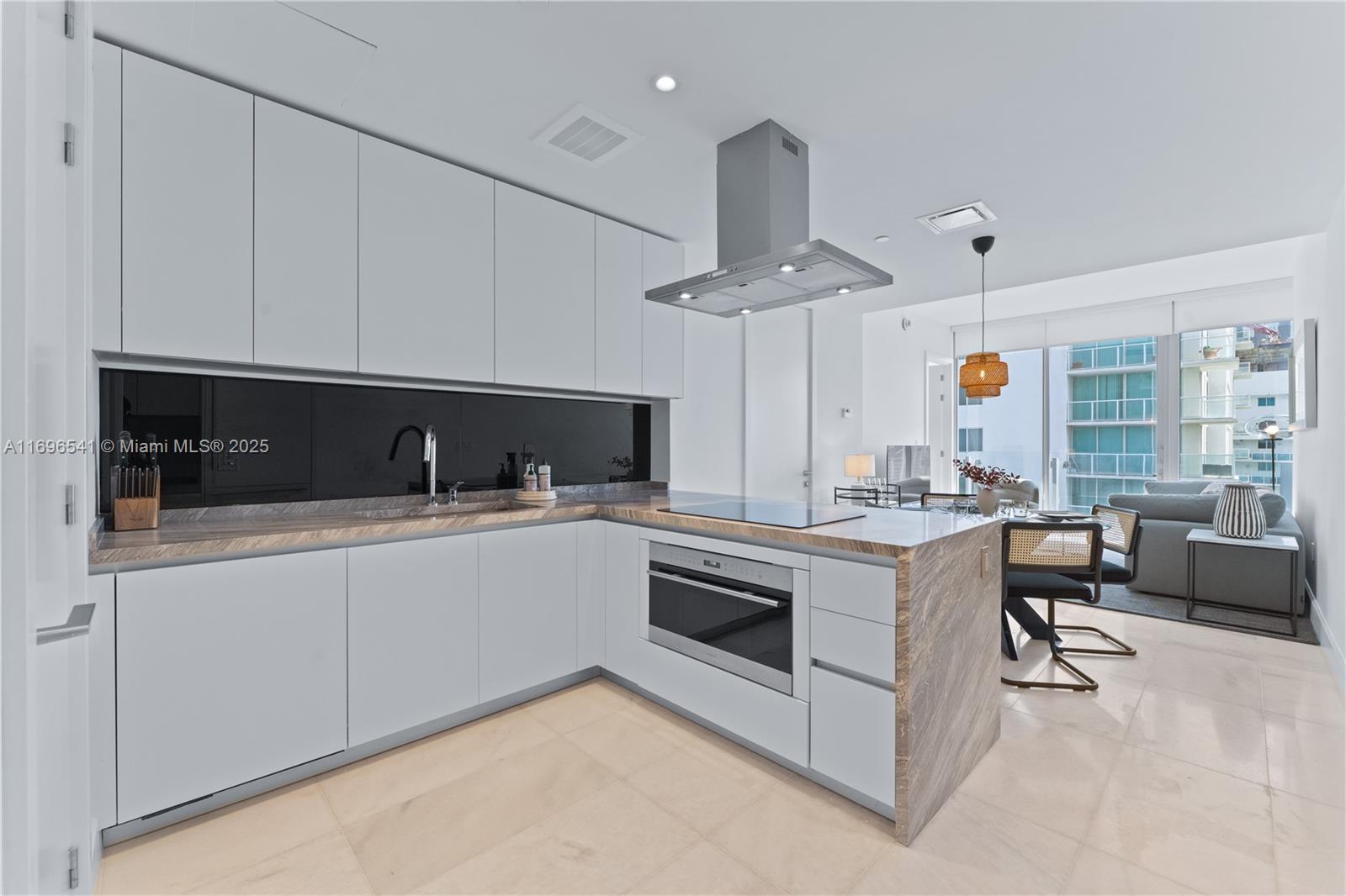 Live in Edgewater's newest and most luxurious building: Missoni Baia located directly along the shores of Biscayne Bay. A private foyer leads to the spacious, professionally furnished 1 bed 1 bath unit. The contemporary ItalKraft kitchen is complete with bar & wine fridge and Wolf & SubZero appliances. 10ft ceilings and a private balcony overlook south facing views over Biscayne Bay, allowing for natural light from dusk until dawn. Additional features include built-out closets and front load washer & dryer. Missoni Baia residents enjoy exclusive access to a collection of luxury amenities including an expansive gym, tennis court, multiple pools, spa with men's and women's steam & sauna, game room & more!