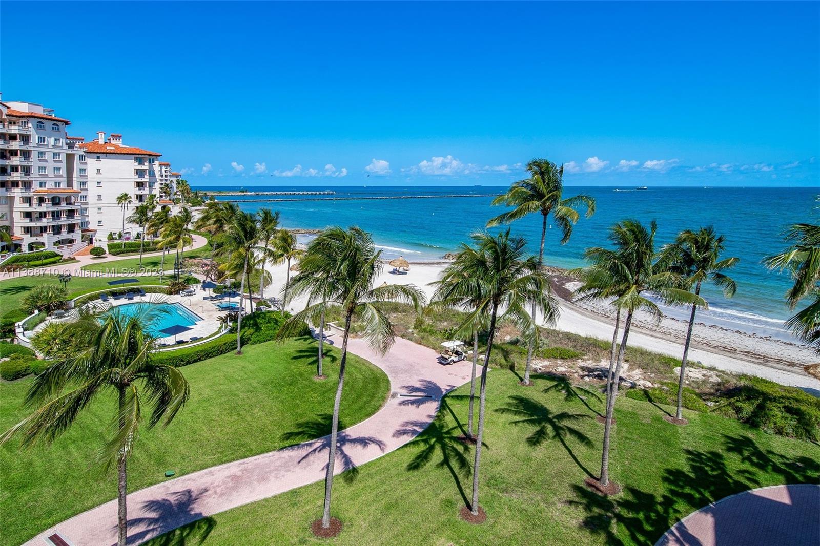A Rare Find!  Breathtaking views from this high floor 2BR/2.5bath unit, never before on the market!  Partially renovated. The BEST beach views of Fisher Island’s private beach and the Atlantic Ocean frm the deep, oversized terrace.  Light and bright, primary master BR faces the ocean!  Wake-up to soothing sunrises and kiss the days goodbye watching the full moon rising over the ocean!  It’s all here!  Priced to sell.  Light neutral porcelain floors in a perfectly proportioned floor plan.