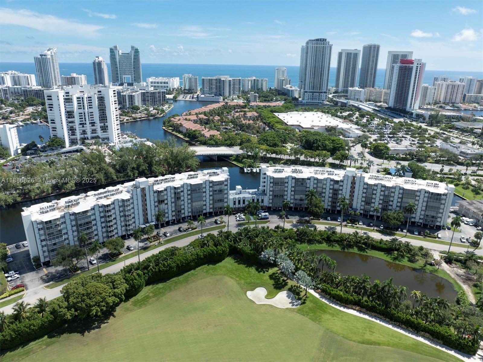 Just repriced! Looking for a remodeled, 1BR/1.5BA condo on a quiet street with exceptional views within walking distance to restaurants and shopping?  Then this 850SF, 8th floor condo overlooking the new exclusive Shell Bay Golf Course may be your perfect choice.  The kitchen has been opened to enhance its view & the great room layout allows for both formal living room & dining room spaces. The condo features upgraded lighting, remodeled baths, outfitted walk in closet, impact windows and doors, a new a/c & a large storage room.  Enjoy the community amenities which include a waterfront pool, gym, game room and on site management. Certifications nearly completed. Close to the beach, Gulfstream Park and airports.