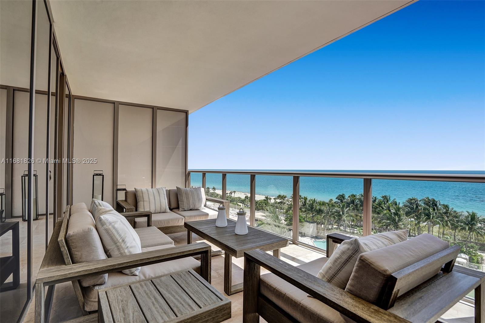 This spacious flow through 3 bedroom condo offers breathtaking, panoramic views of both the ocean and Intracoastal Waterway.
Multiple terraces allow residents to enjoy both sunrise and sunset views. Includes a formal living room, den, expansive kitchen with terraces large enough to extend living space outdoors. Fully automated for ultimate convenience. Access to premium hotel services including multiple pools, full beach service, dining options, spa and fitness center, concierge, valet, & personalized butler service. Designed for ultimate luxury and convenience, ideal for those seeking a refined, resort-style living experience with impeccable services and amenities. Across the street from the prestigious Bal Harbour shops, and walkable to to restaurants and shops in the area. Furnished.