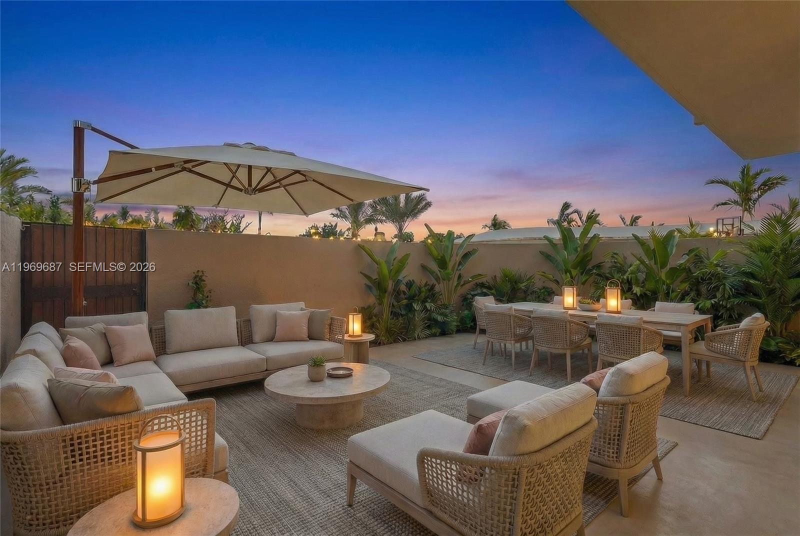 Welcome to this unique and rarely available 1-bedroom, 1.5 bath move-in ready LANAI residence. Located in a resort-style beachfront development. The oversized walled-in patio provides direct and convenient access to the pool, gym, gardens and other amenities. Master bedroom has two closets, including a large walk-in closet, updated en-suite bathroom and a large impact window and door overlooking & leading to the beautiful patio. This lovely home also features high ceilings, high impact window and doors, washer/dryer, plenty of closets and one assigned covered parking space. Located in a 24hr full-service building. Amenities include guarded gate at Key Colony's main entrance, attendant at lobby, olympic size swimming pool, 12 tennis courts, children's playground, dog park, food market (Golden Hog), beauty salon, outdoor casual dining by the main pool and beach. Enjoy Key Biscayne Island Paradise lifestyle. Walking distance to the beach, parks, dining, shopping, and top rated public and private schools. Dog friendly building. No pending special assessments. Photos of the dining/living area, patio and bedroom have been digitally staged.