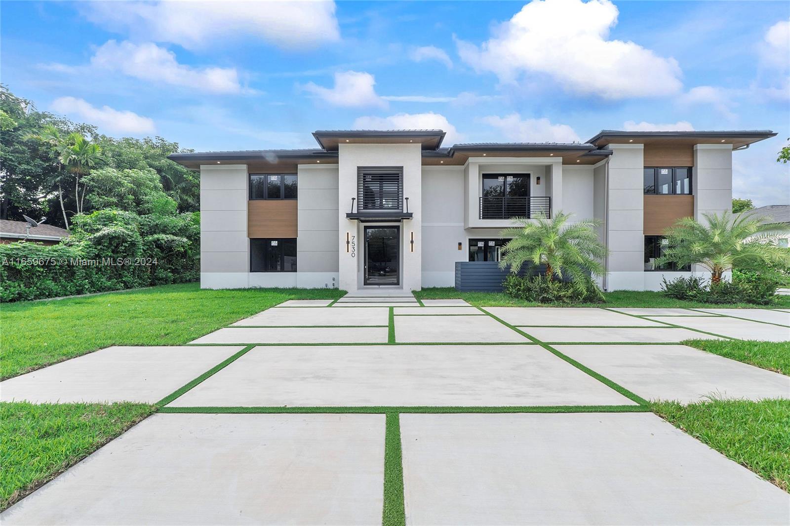 New Construction Beauty just completed September 2024, over 4,500 square foot luxury home features six bedrooms and six bathrooms and is located in a coveted South Miami neighborhood. The custom-built home showcases a range of high-end features, including a stunning floating glass staircase, impact pivot grand front entry door, gourmet kitchen, custom lighted cabinetry & closets, coffered ceilings, outdoor kitchen, theater room and simply no luxury detail overlooked. The open-concept living space is highlighted by the home's contemporary architecture.The patio oasis features a custom pool with a heated jacuzzi, surrounded by mature landscaping, designer finishes and custom detailing unique to this home, ensures a luxurious living experience for the future owners.