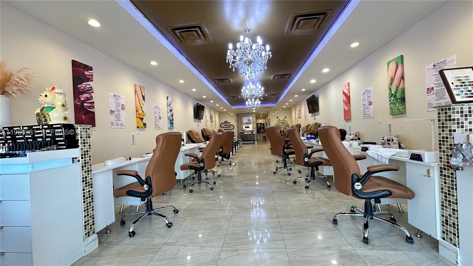 Remarkable opportunity to own a fully equipped nail & massage spa in South Miami; this turnkey business features 8 Manicure tables, 12 Pedicure chairs, and 6 skilled manicurists and pedicurists, 3 massage rooms. With a loyal clientele and a prime location on Bird Road in Miami. This is an excellent investment for anyone looking to enter the beauty industry. The salon has been profitable, established for almost 10 years, and has an established customer base, making it a fantastic investment opportunity. The package deal includes the lease transfer, equipment, furniture, and inventory.