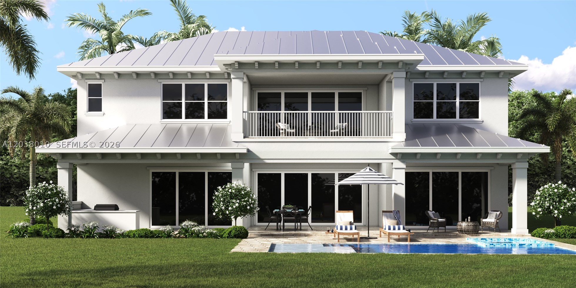 Located in The Soundings, this waterfront residence is currently under construction with an anticipated completion date of late September to early October, presenting a rare opportunity to own a newly built 4-bedroom plus office home in one of Hobe Sound's most desirable boating communities. Situated along the canal and designed around its waterfront setting, the home will offer approximately 3,860 square feet under air, along with a private pool, spa, and spacious outdoor living areas that take full advantage of life on the water. The open-concept floor plan centers around a large great room, kitchen, and dining area that seamlessly connect to the covered lanai, pool, and spa.