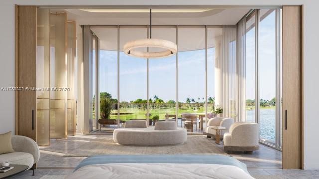 This stunning waterfront residence in Bay Harbor Islands offers 75 feet of unobstructed water and golf course views. The home features honed vanilla spider marble flooring and a chef’s kitchen with Gaggenau appliances, Taj Mahal countertops, and a Marina slip for a 50 ft boat. With five spacious bedrooms, five bathrooms, two powder rooms, an office, and a family room, it provides the ultimate in comfort and luxury. The bathrooms are finished with travertine, leather, and Carrara marble. Residents enjoy exclusive access to a private Yacht Club and Marina. Only nine waterfront homes in this prestigious, gated community ensure unparalleled privacy and elegance.