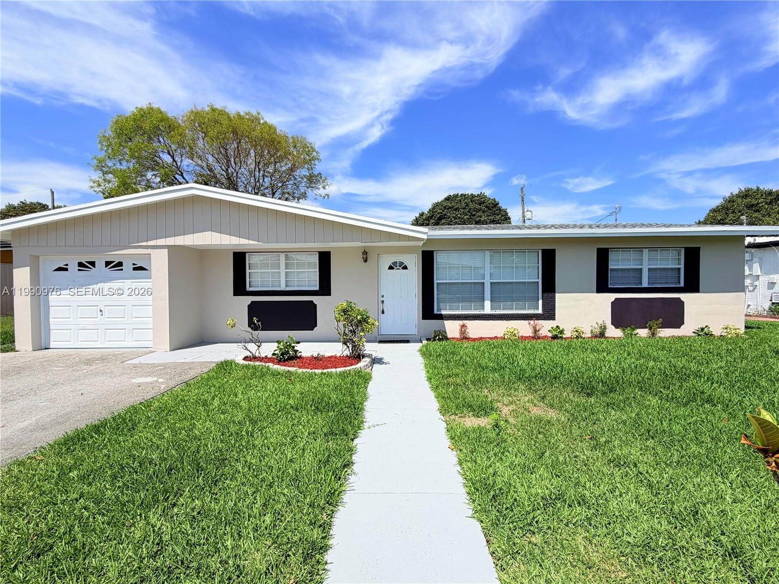 Beautifully remodeled 3BR/2BA home in the heart of Fort Lauderdale! This move-in ready property offers peace of mind with a new roof with permit, full interior renovation, new A/C duct throughout, updated wiring in kitchen, laundry, and bathrooms, new smoke detectors, new water piping, and a brand-new sewer line from the house to the city connection. Additional upgrades include new water heater, new interior and exterior doors, new flooring, baseboards, fresh interior and exterior paint, new kitchen cabinets, blinds, appliances, modern electrical and plumbing fixtures, and new stucco. The exterior has been enhanced with new sprinkler piping/equipment and fresh sod. Huge back yard enough room for a pool and your entertainment. A rare opportunity to own a fully upgraded home where major systems and finishes have already been completed—just move in and enjoy!