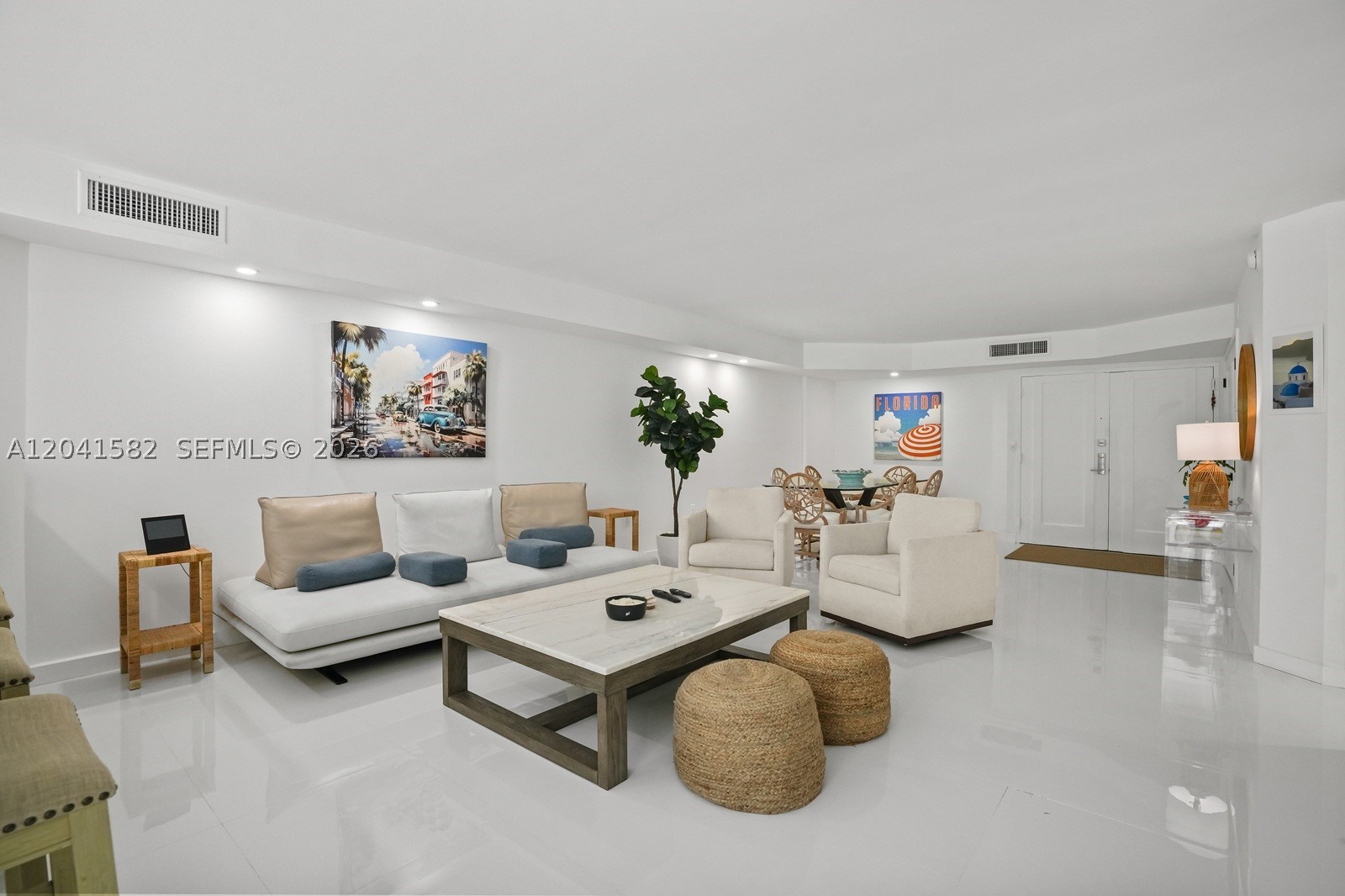 Elegant & Stylish condo in Miami Beach - Experience oceanfront living in this beautifully remodeled 2-bedroom, 2-bathroom residence that combines modern elegance with everyday functionality. The thoughtfully designed open-concept kitchen flows seamlessly into the living area, creating an inviting space for relaxation and entertainment.
The unit features an in-unit washer and dryer, an assigned parking space, and direct pool access from your private balcony. Ideally situated on the pool level, the home also offers convenient beach access, 24-hour lobby attendance, and an unbeatable location just seconds from the scenic oceanfront boardwalk stretching from South Beach to Bal Harbour. Enjoy the best of Miami Beach living with shops, dining, and entertainment nearby. Please note: the pool is currently undergoing updates and is temporarily closed.