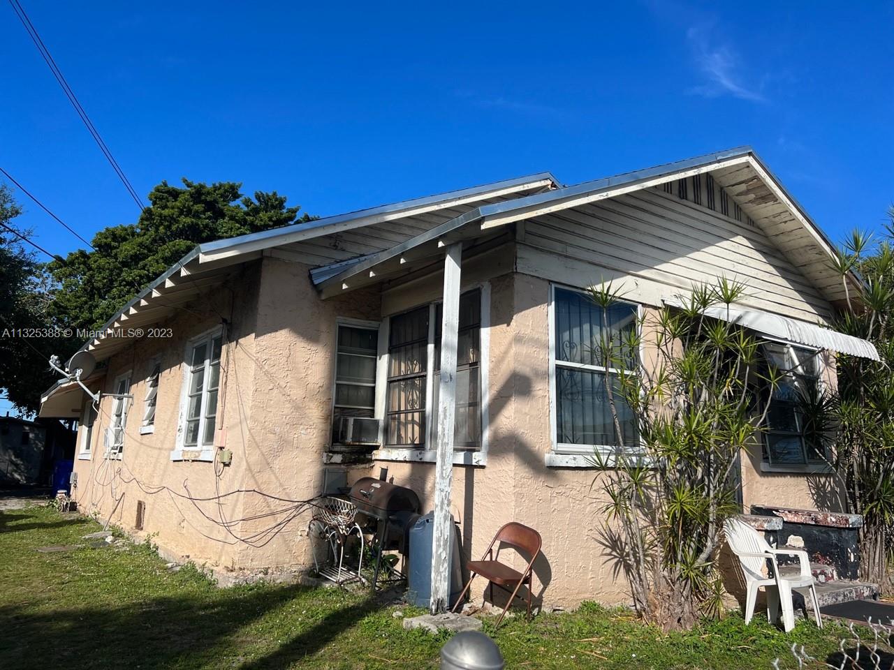 Must Have for Investor! So much potential in this growing area. Interior of both properties needs complete 100% renovation, AC, kitchen and bathrooms.  Brand new roof was just installed. Main house 2 separate entry to 2/1 and 1/1. Separate house 1/1. Closing date will be determent upon probate approval. Appointments only.
