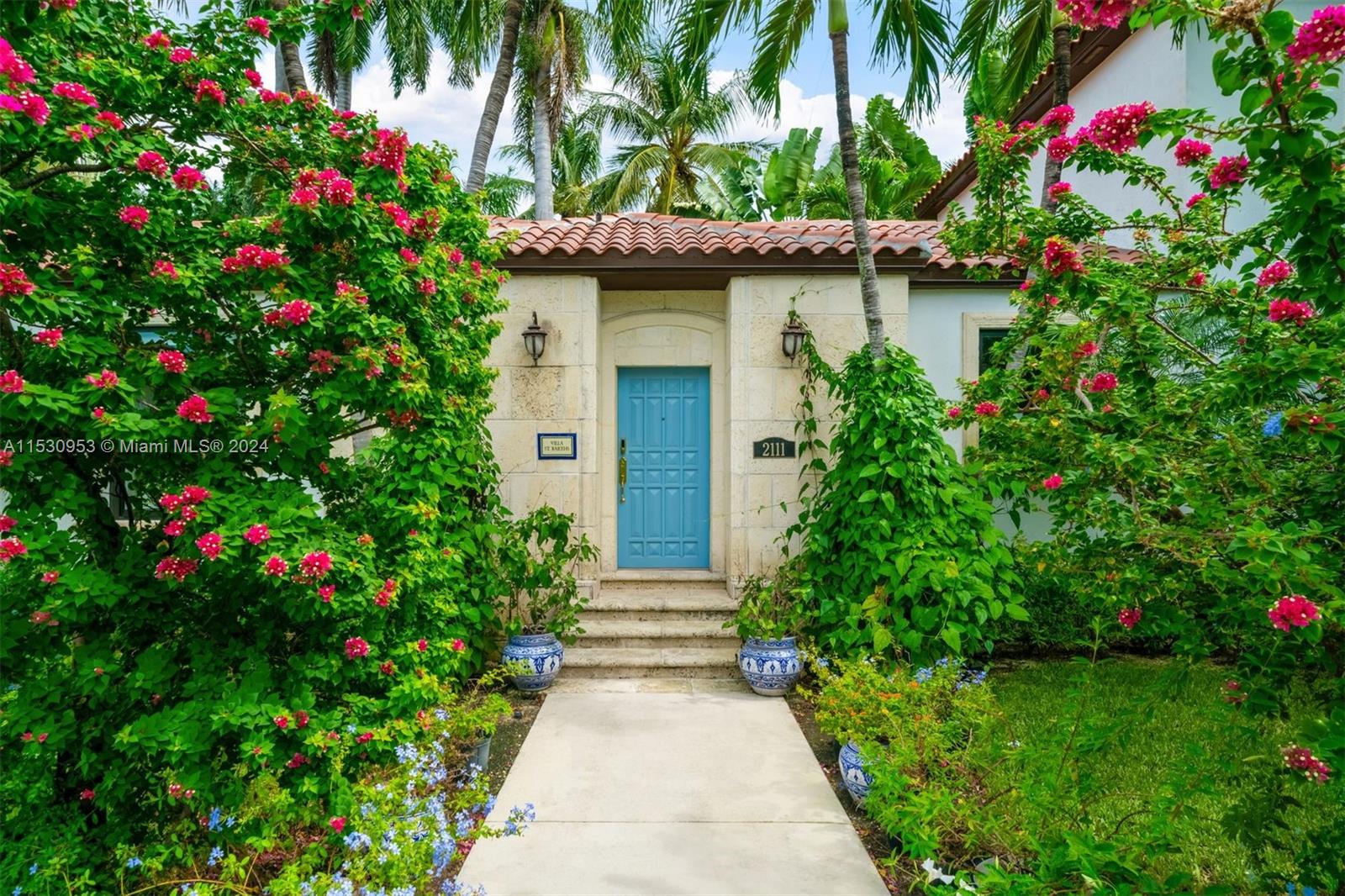 Experience luxury living on the sought-after Sunset Islands in this 4-bedroom, 4-full bathroom, 1-half bathroom residence. Villa St. Barths is situated within the private and guard-gated Sunset Island IV, known for its walkability among the four islands. Positioned on a corner lot, this residence boasts brand new landscaping, white oak floors, a new A/C unit, and light fixtures. Additional features include a guest room with a separate entrance to the backyard, stunning Mediterranean tiles in the bathrooms, and a brand-new kitchen. Just steps away from the vibrant offerings of Sunset Harbour, positioned perfectly with the closest proximity to the city’s best coffee shops, yoga studios, gyms.
