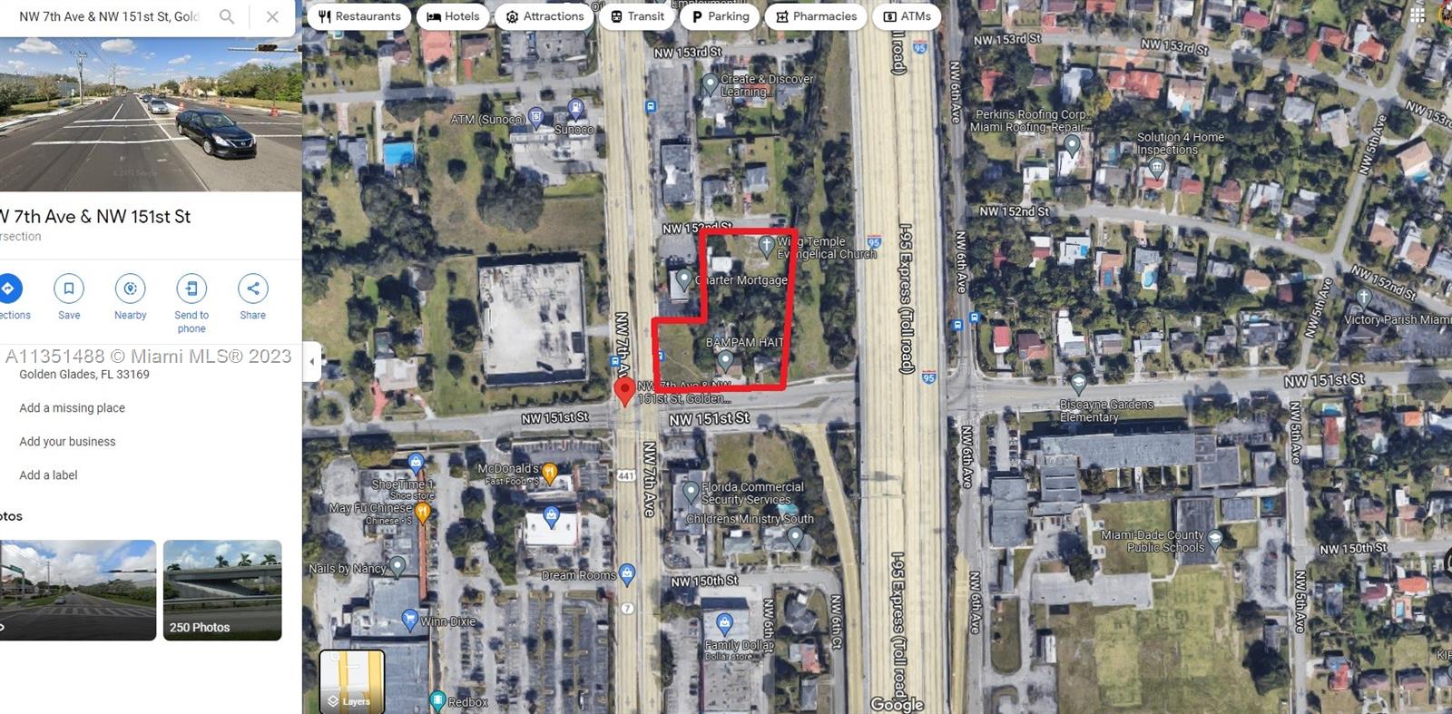 The property is now part of the North Central Urban Area District (“NCUAD”). As part of the NCUAD, the property is designated “Mc-Center” allowing up to 12 stories with a residential density of up to 90 units per acre “as of right” BG33169 is on 1.93 net acres, so this equates to an estimated 174 units by right, density can be further
increased by 25% by providing a workforce component. In addition, due to BG33169’s proximity to the new Golden Glades Multimodal Transportation facility, existing bus stops and The Golden Glades Tri-Rail Station, it is eligible for parking reduction of up to 30%. And if developing a TOD project an even higher density. Prime space for Mixed Use Developement
may be obtained. Also a retail component maybe developed in a mixed used project.