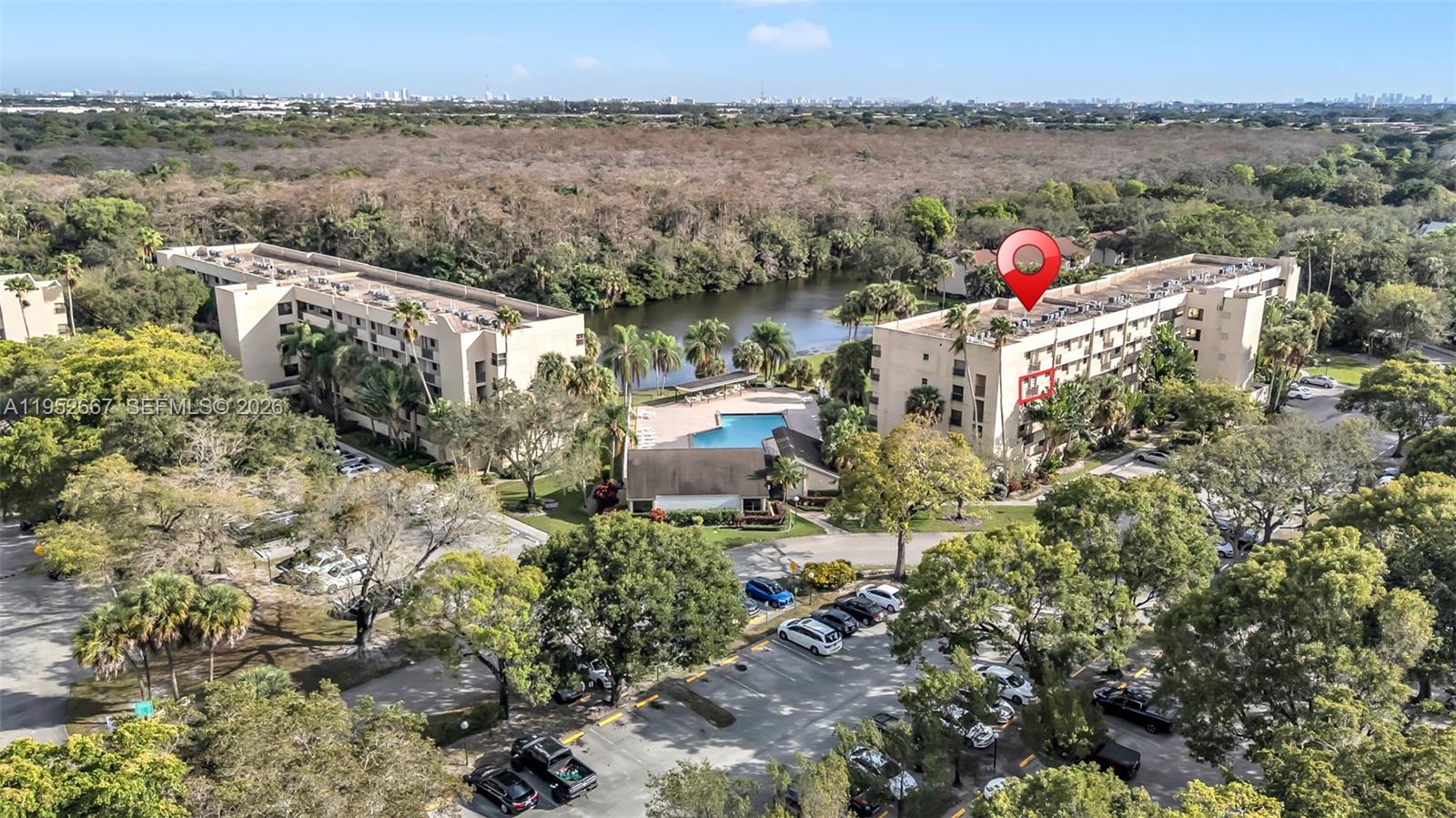 Attention Investors! Rented, upgraded 2-bedroom condo on the 4th floor featuring an updated kitchen and bathrooms, light-tone flooring, and generous closet space. Washer and dryer inside the unit. Enjoy tranquil lake and pool views. Includes extra storage cage on the same floor, one assigned parking space, plus ample guest parking. Tenant is under lease through October and would like to remain long-term and renew. Per HOA rules a buyer cannot own more than one condo in the same building.